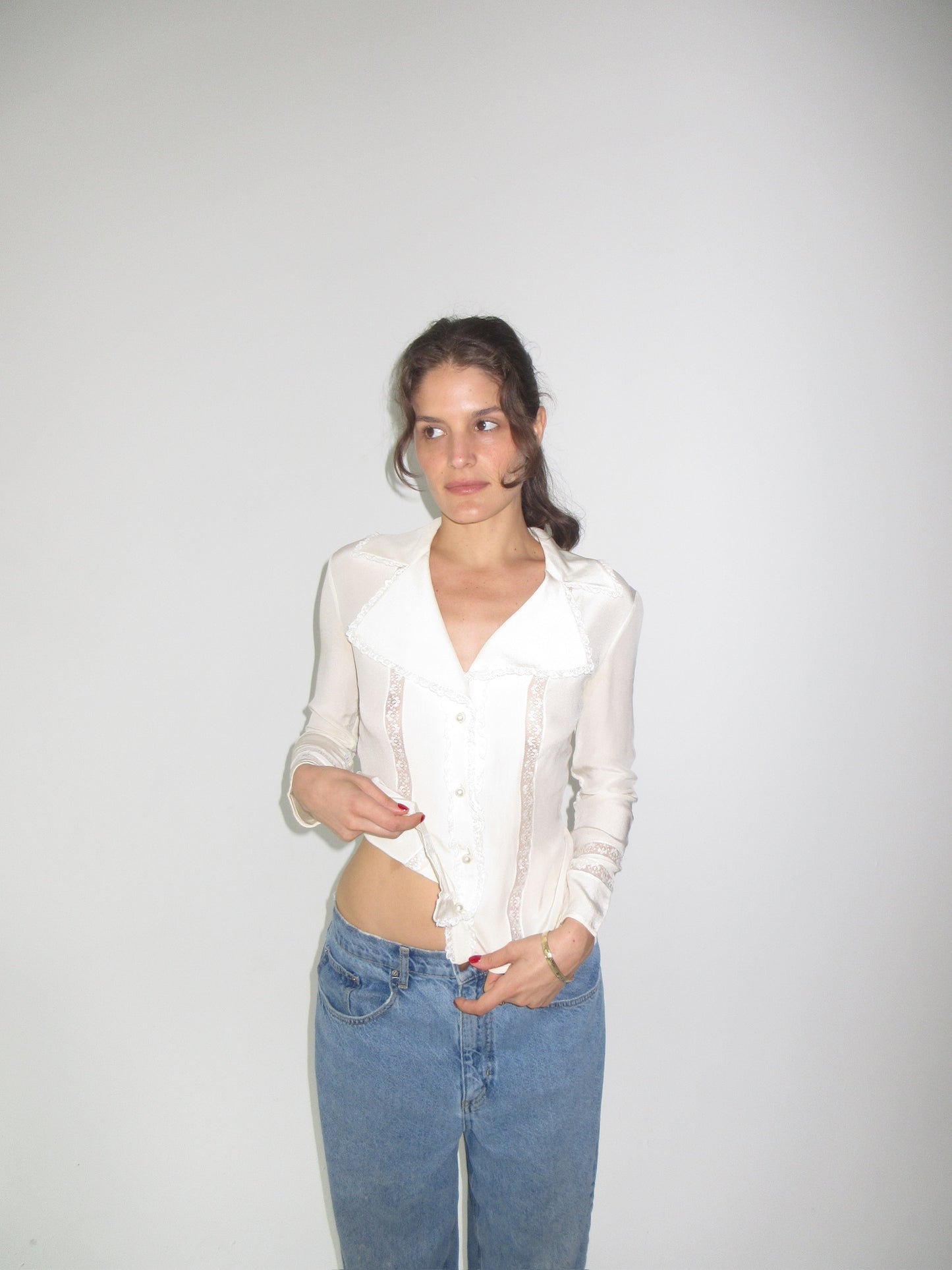 Vintage Valentino silk and lace top