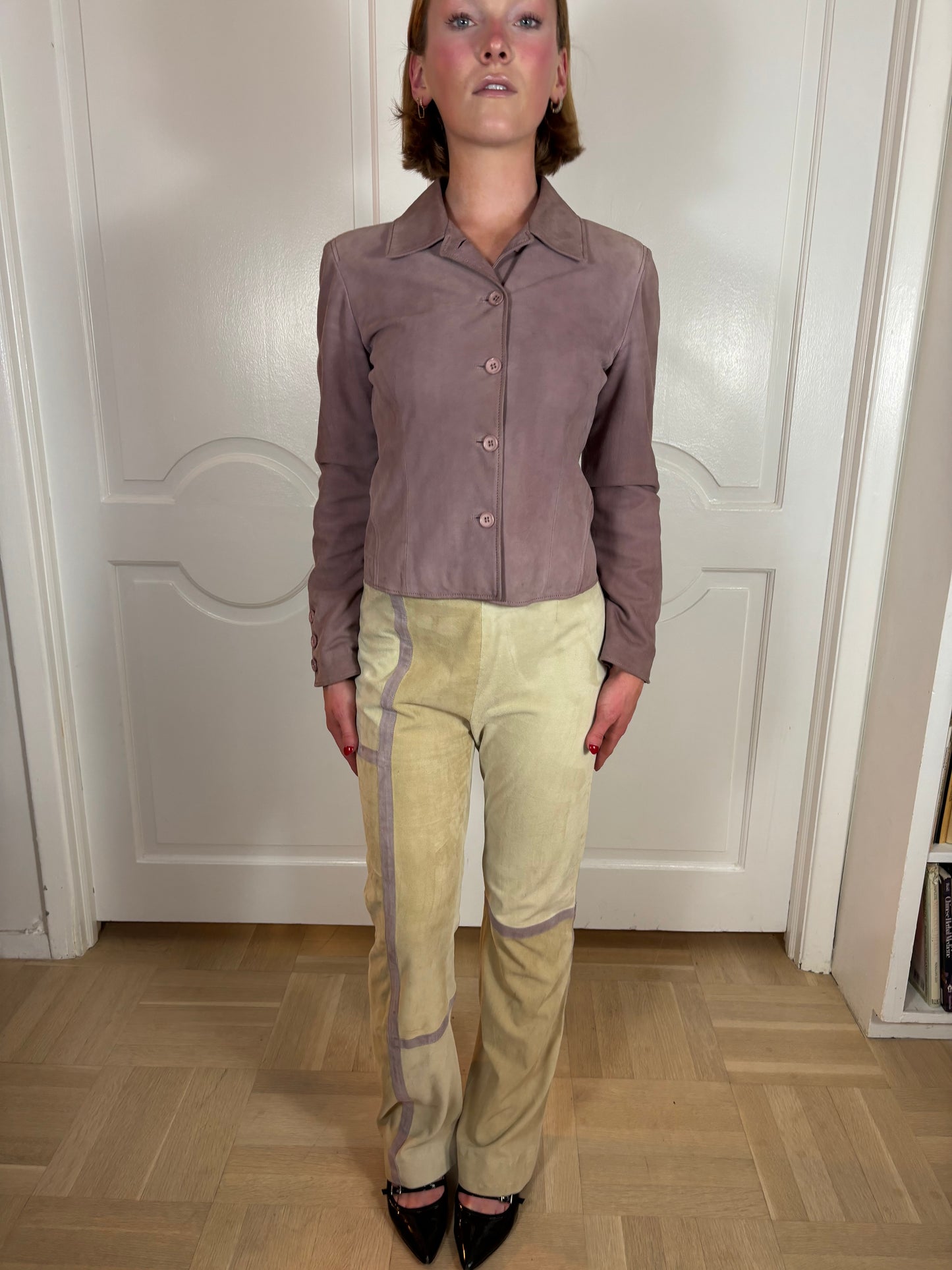 Valentino FW2000 Suède pants worn by Adriana Lima