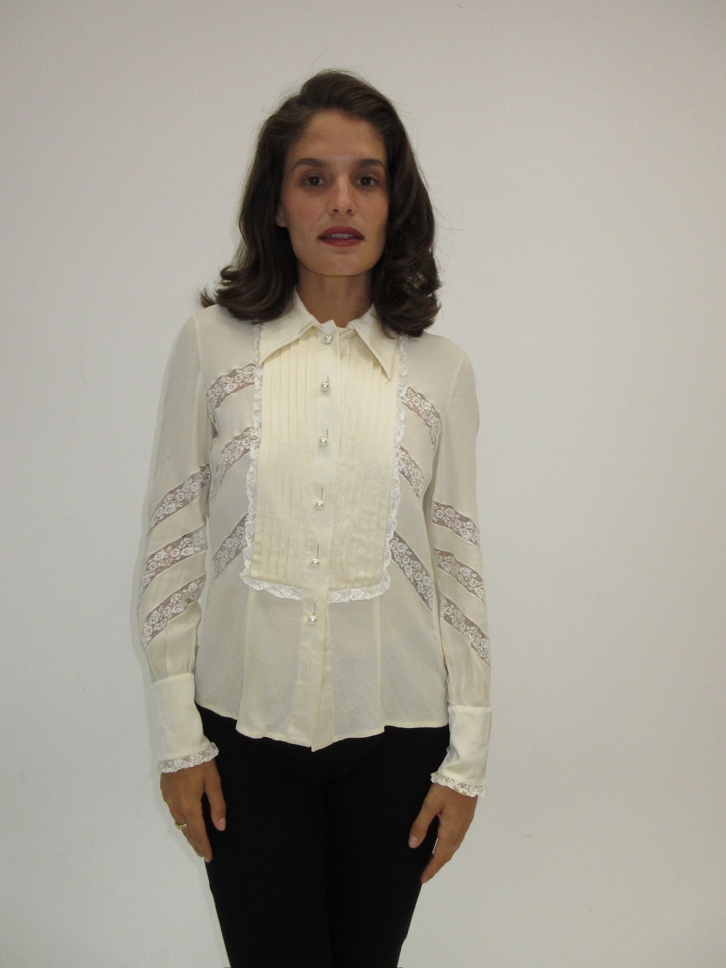 Vintage Valentino Boutique silk and lace top
