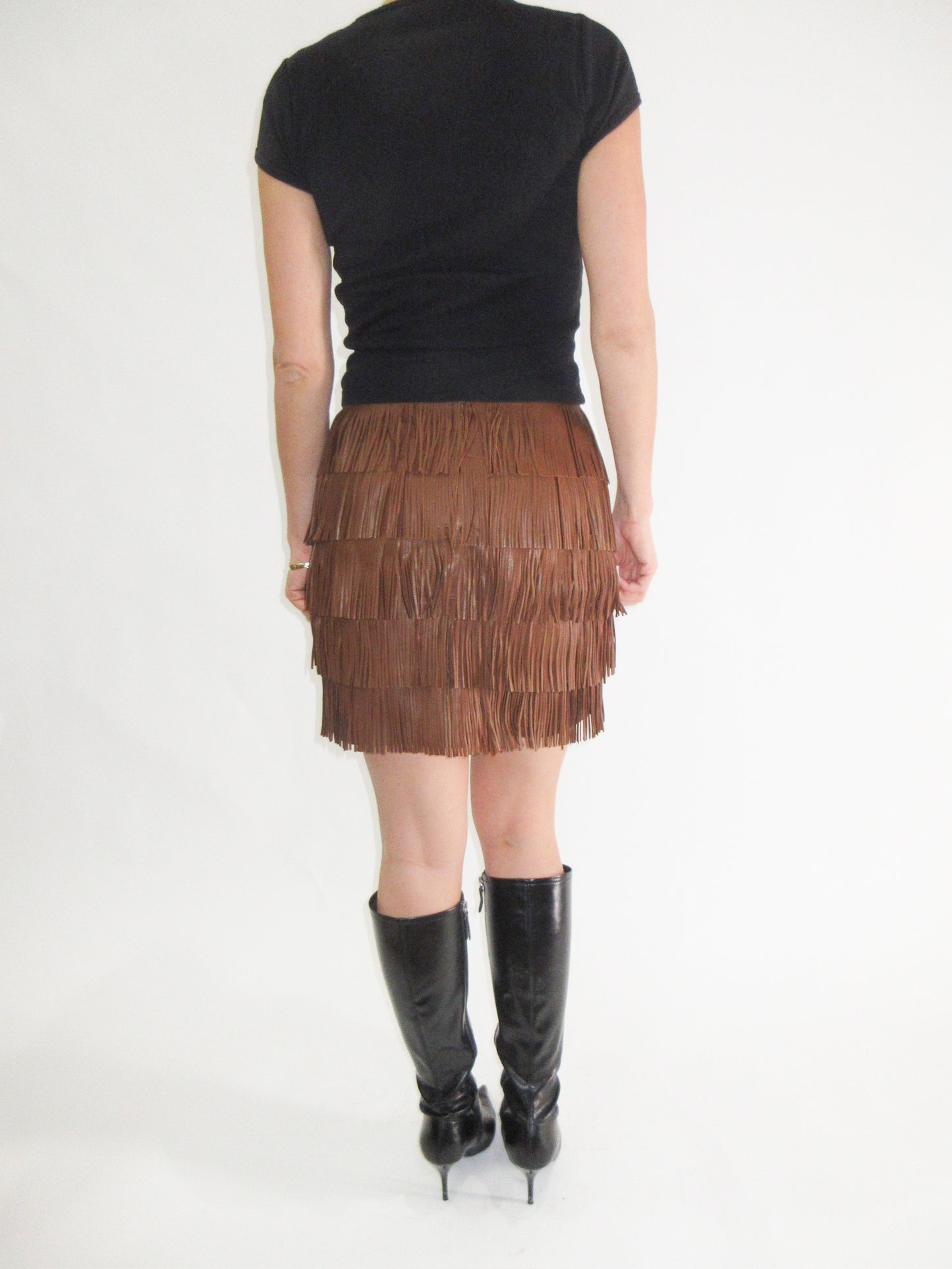 SS2007 Prada leather fringe skirt