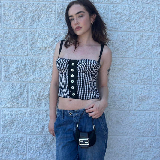 Vintage Dolce & Gabbana silk gingham corset