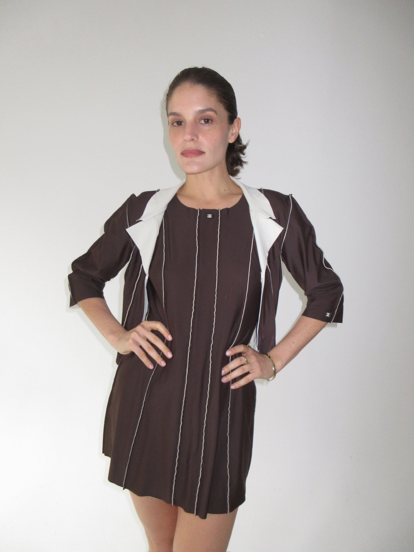 Vintage Brown Chanel Mini Dress with matching Jacket