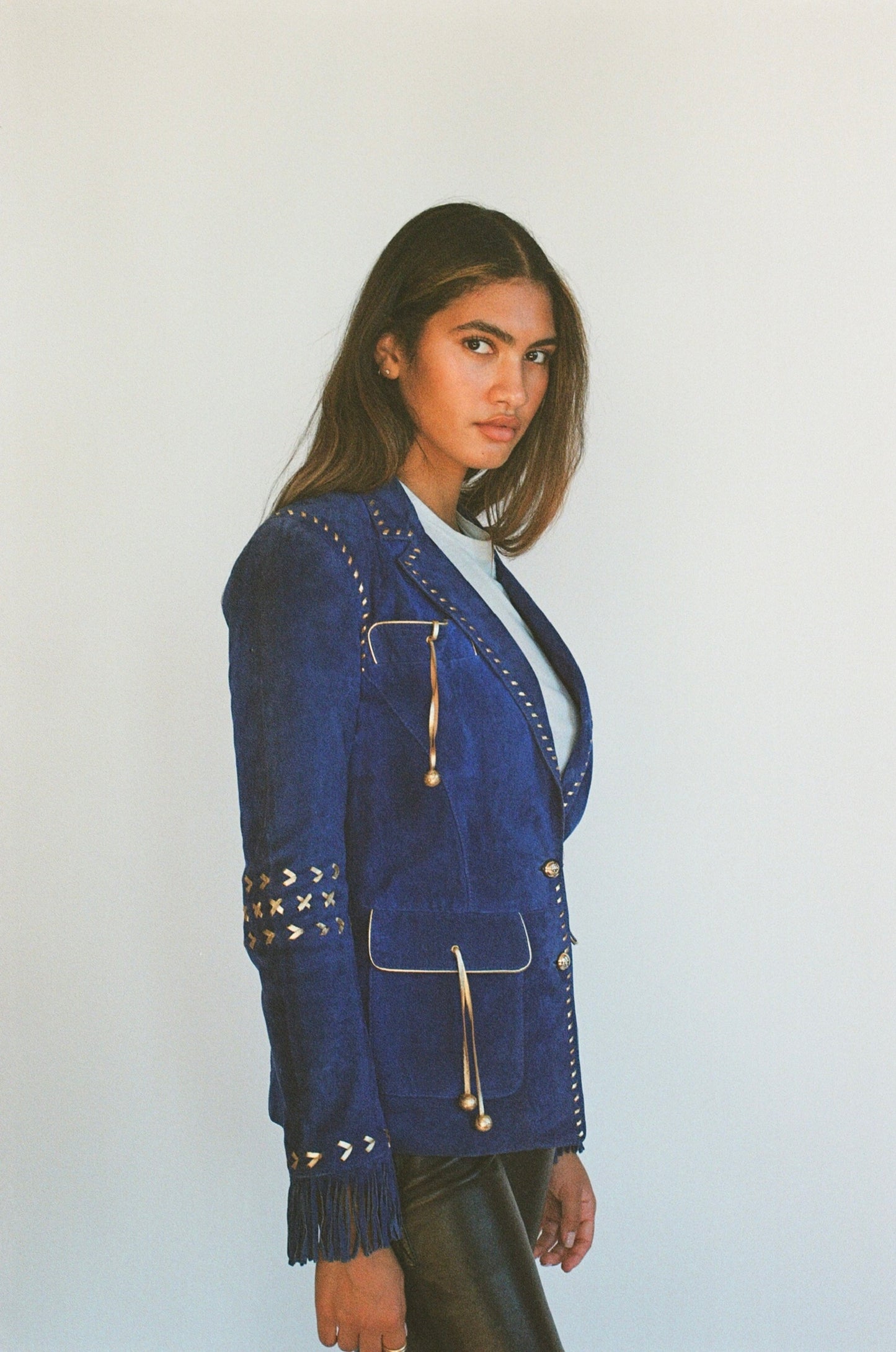 Roberto Cavalli 2007 blue suede jacket