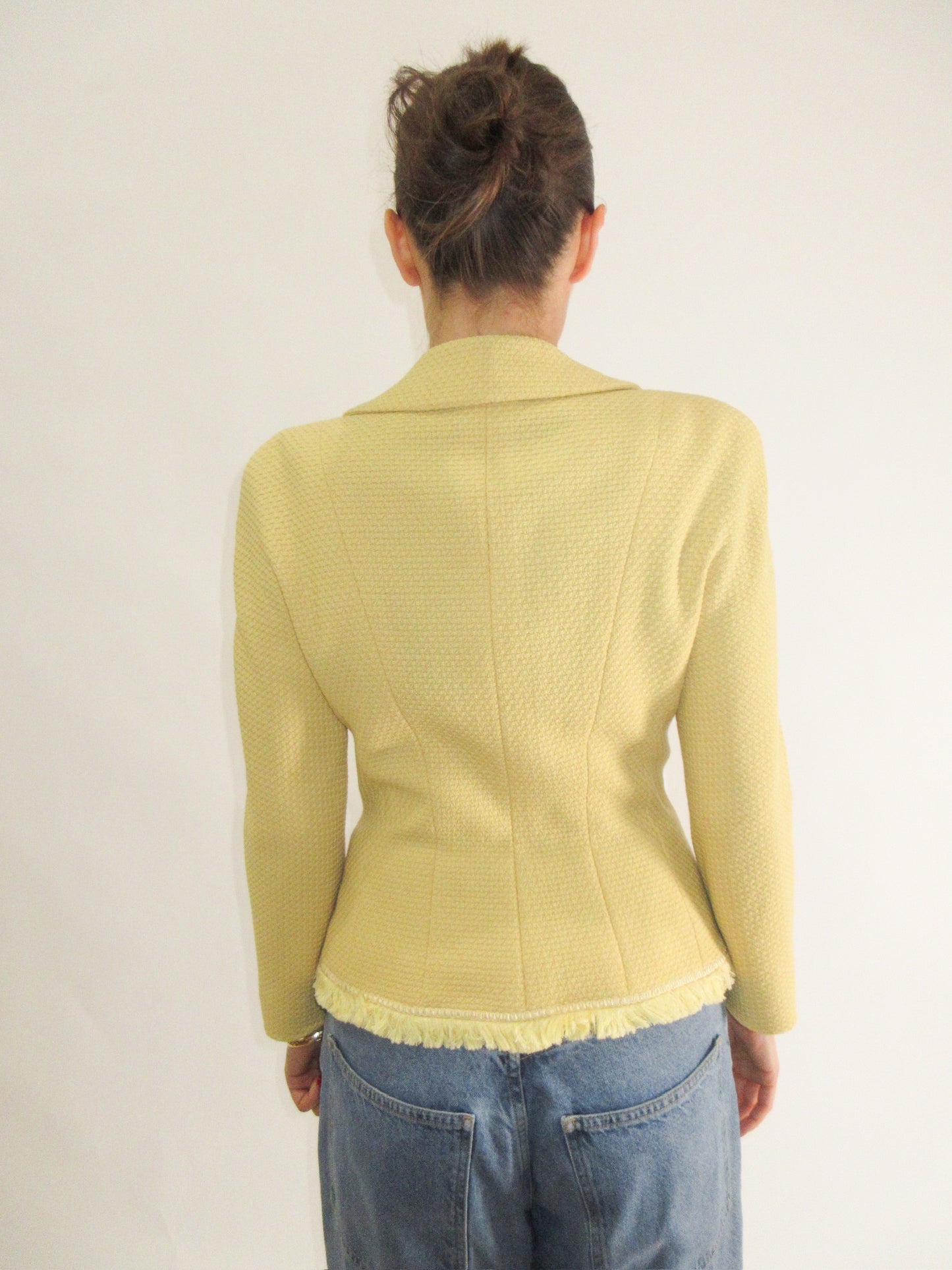 Archival 1997 Christian Dior by John Galliano Pin up Yellow Wool Jacket with silk lining