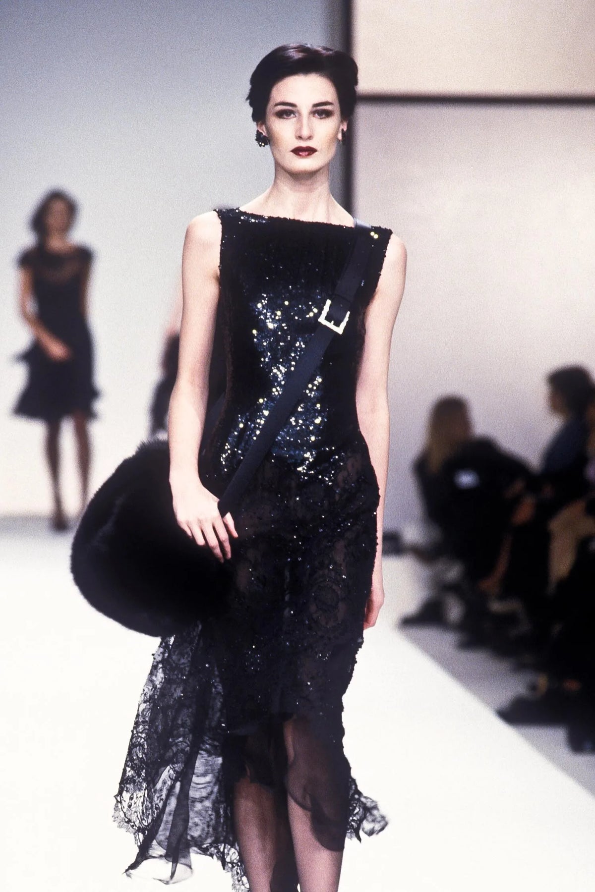 FW 2000 Valentino Sequined and Lace Runway Dress