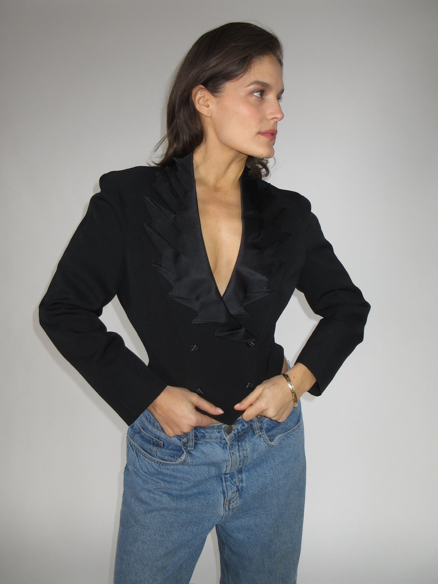 FW 1990 archival Mugler wool and silk jacket
