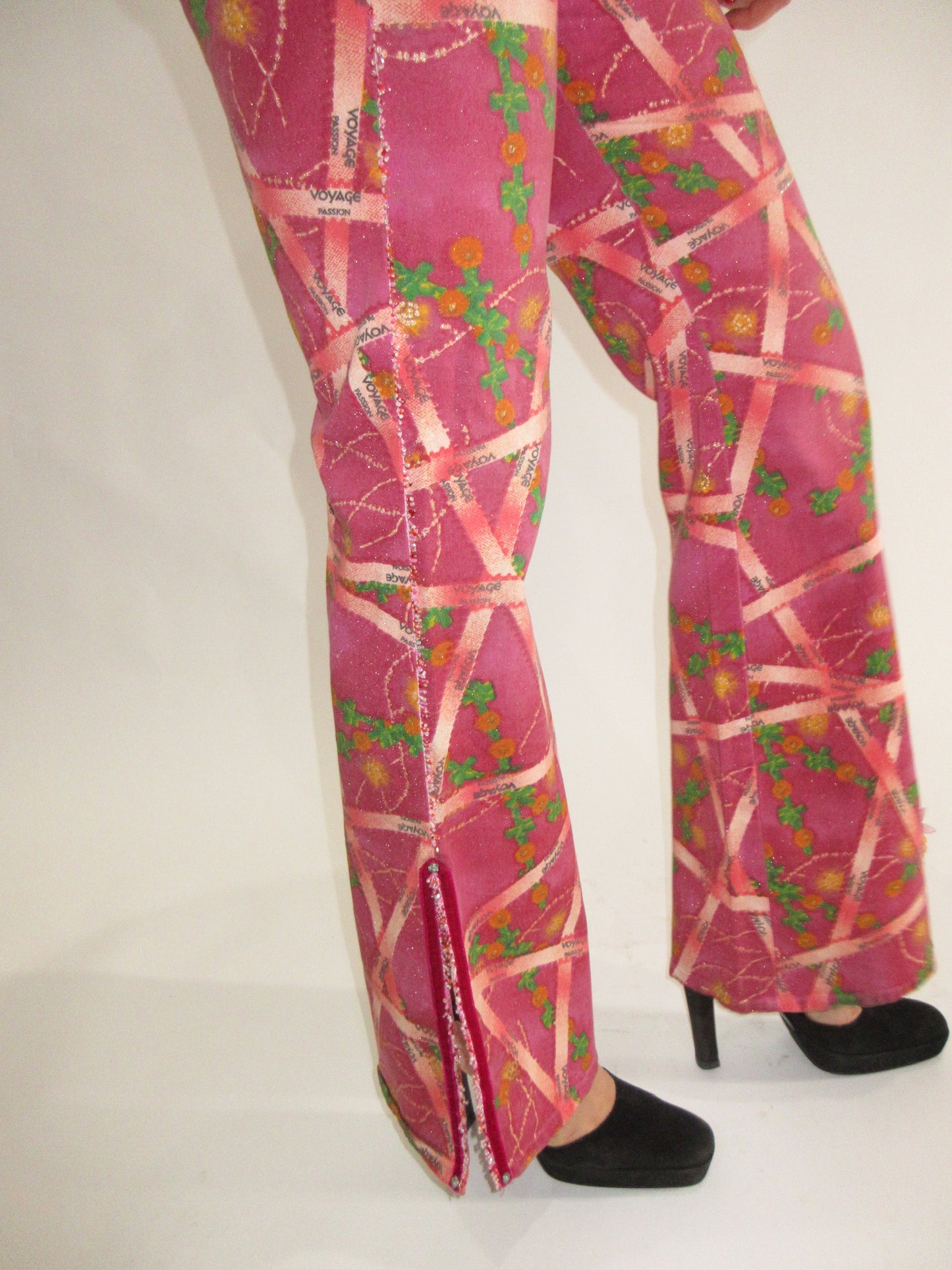 Voyage Passion Pink Pants with Beading and Embellishments