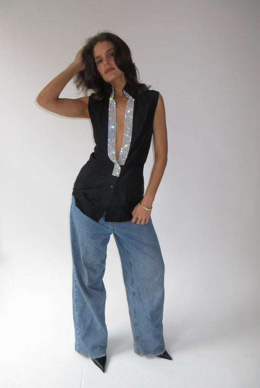 SS2000 Dolce & Gabbana silk top with crystals