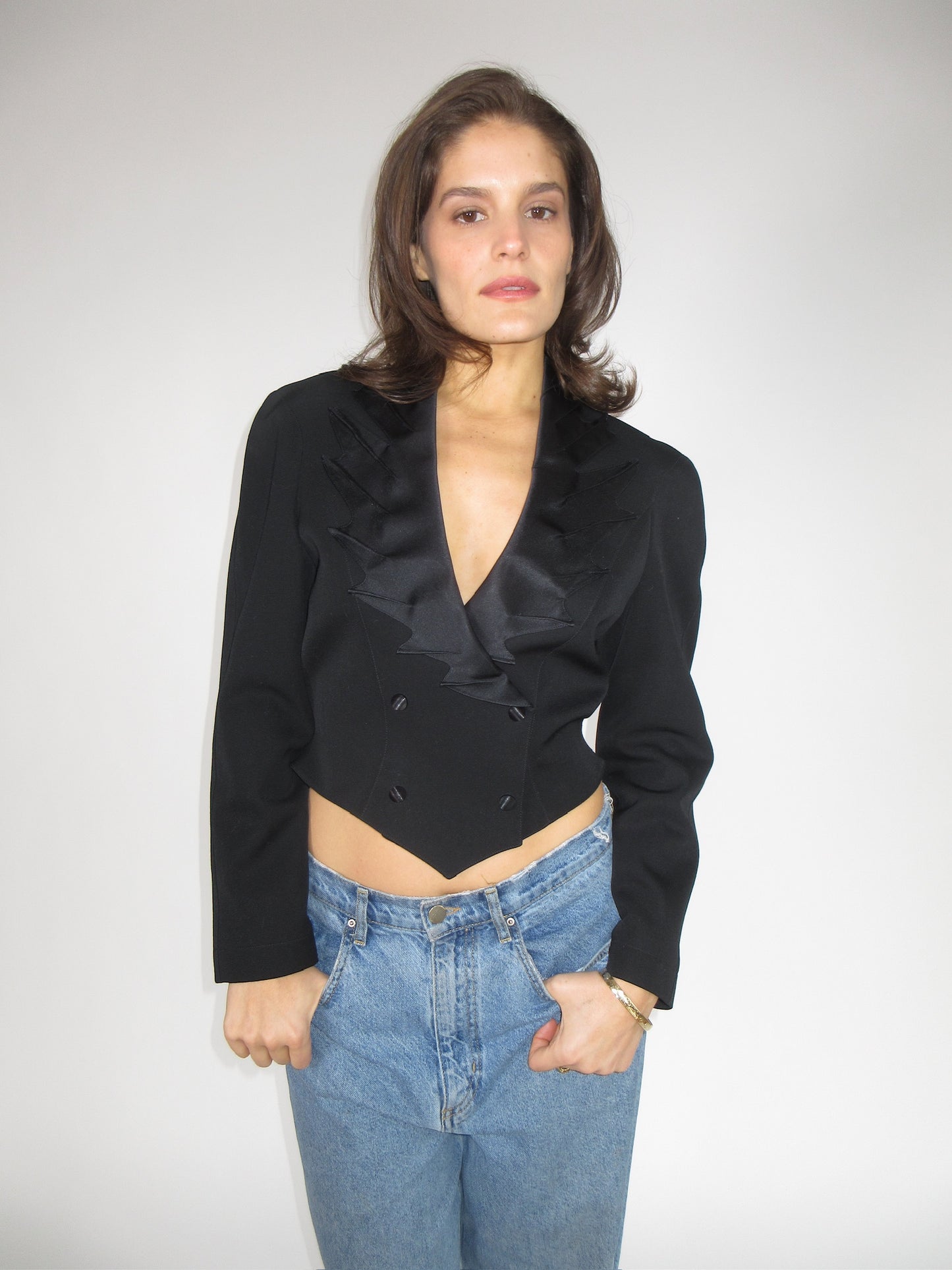 FW 1990 archival Mugler wool and silk jacket