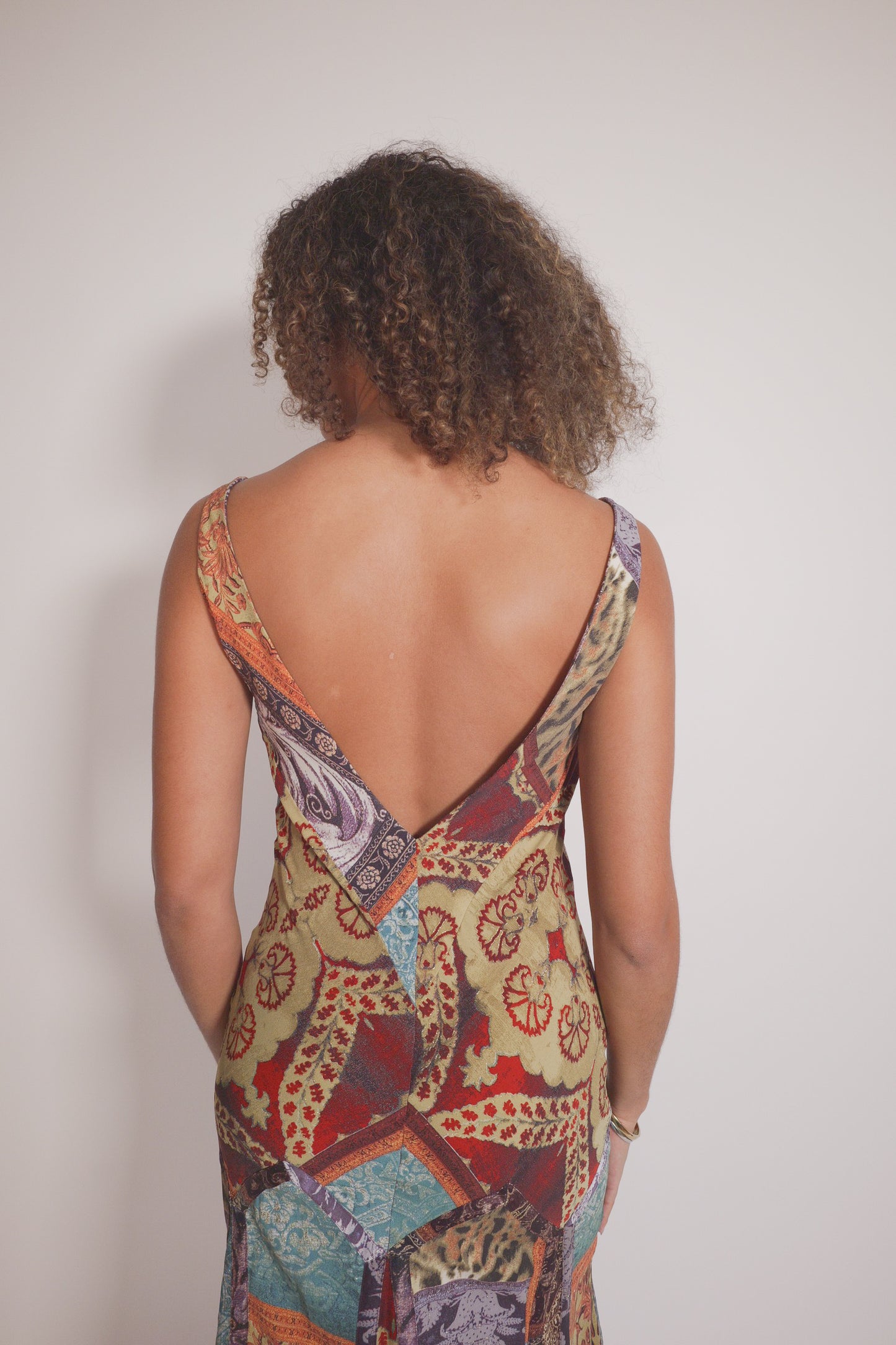 FW2004 Roberto Cavalli Patchwork silk dress