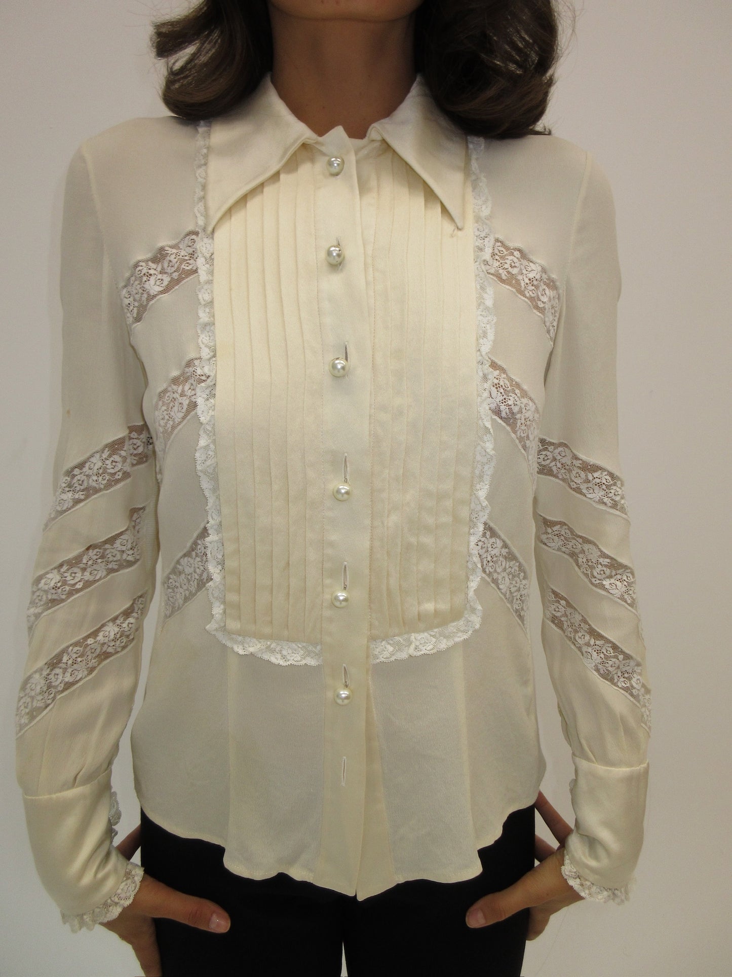 Vintage Valentino Boutique silk and lace top
