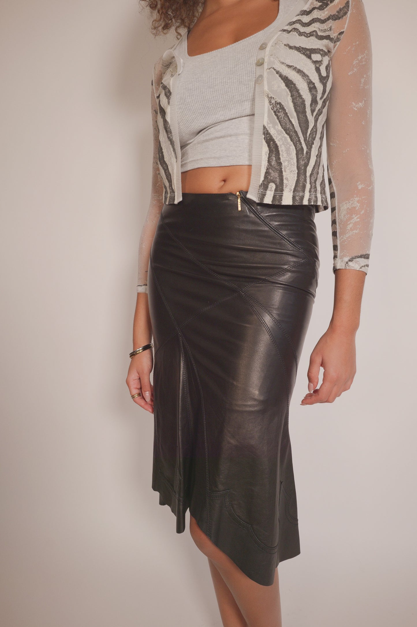 Vintage Roberto Cavalli leather western skirt