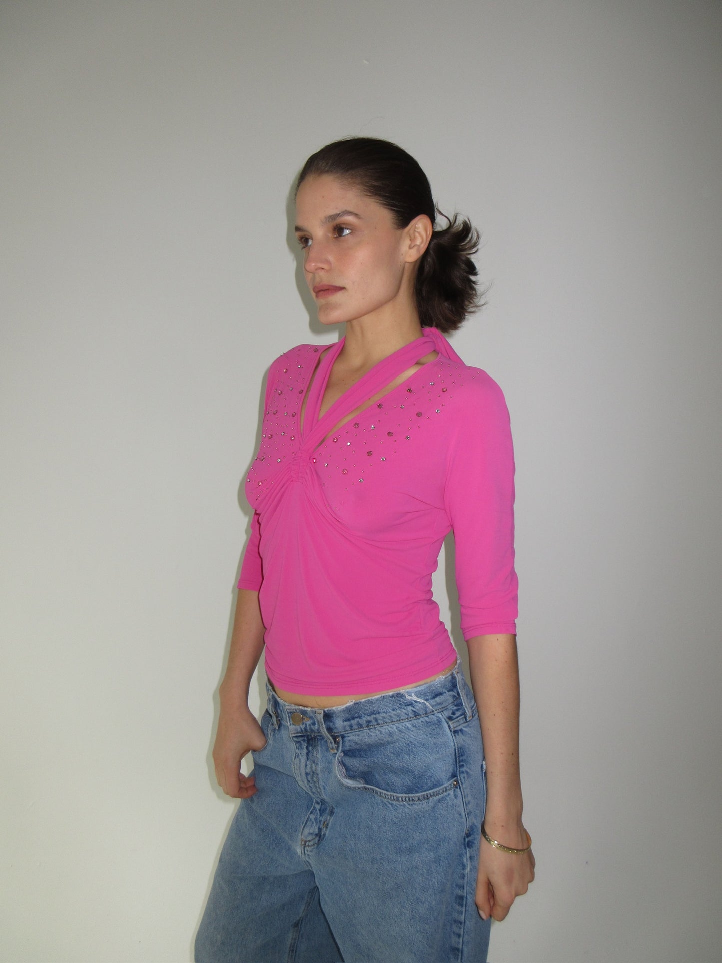 Blumarine pink embellished top