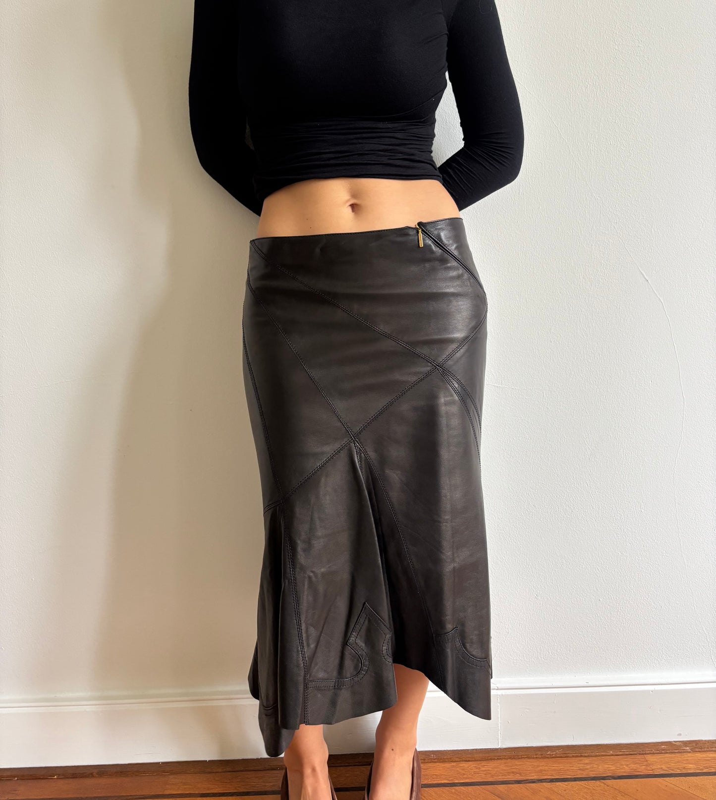 Vintage Roberto Cavalli leather western skirt