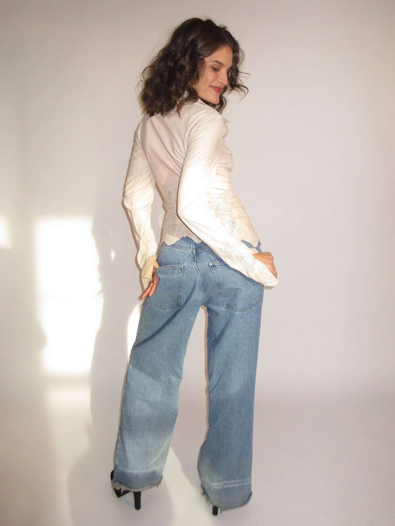 FW2001 Roberto Cavalli laser cut leather jacket shirt