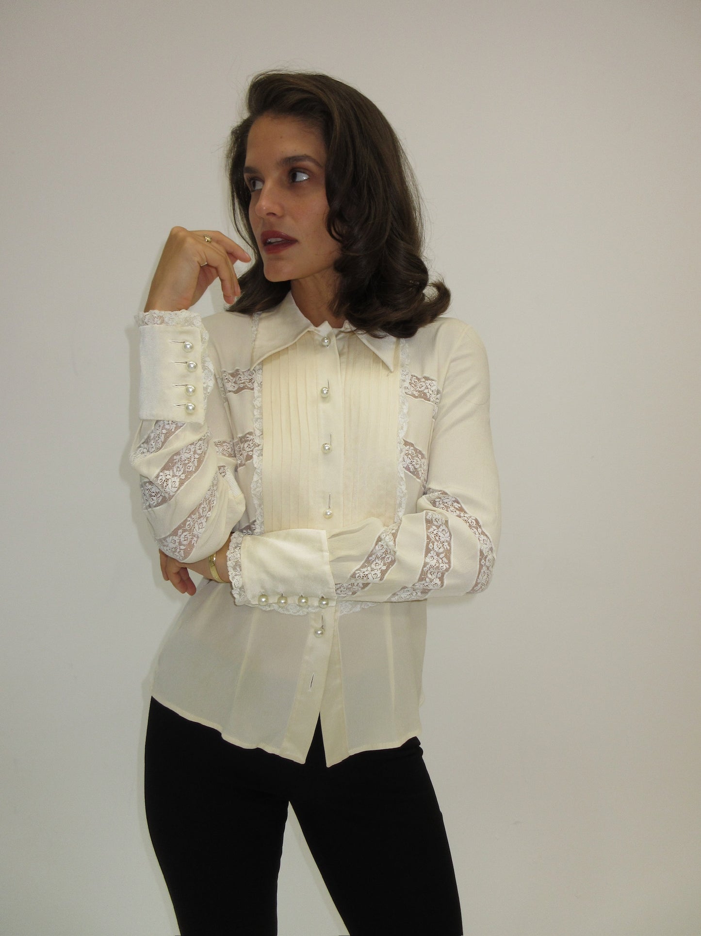Vintage Valentino Boutique silk and lace top