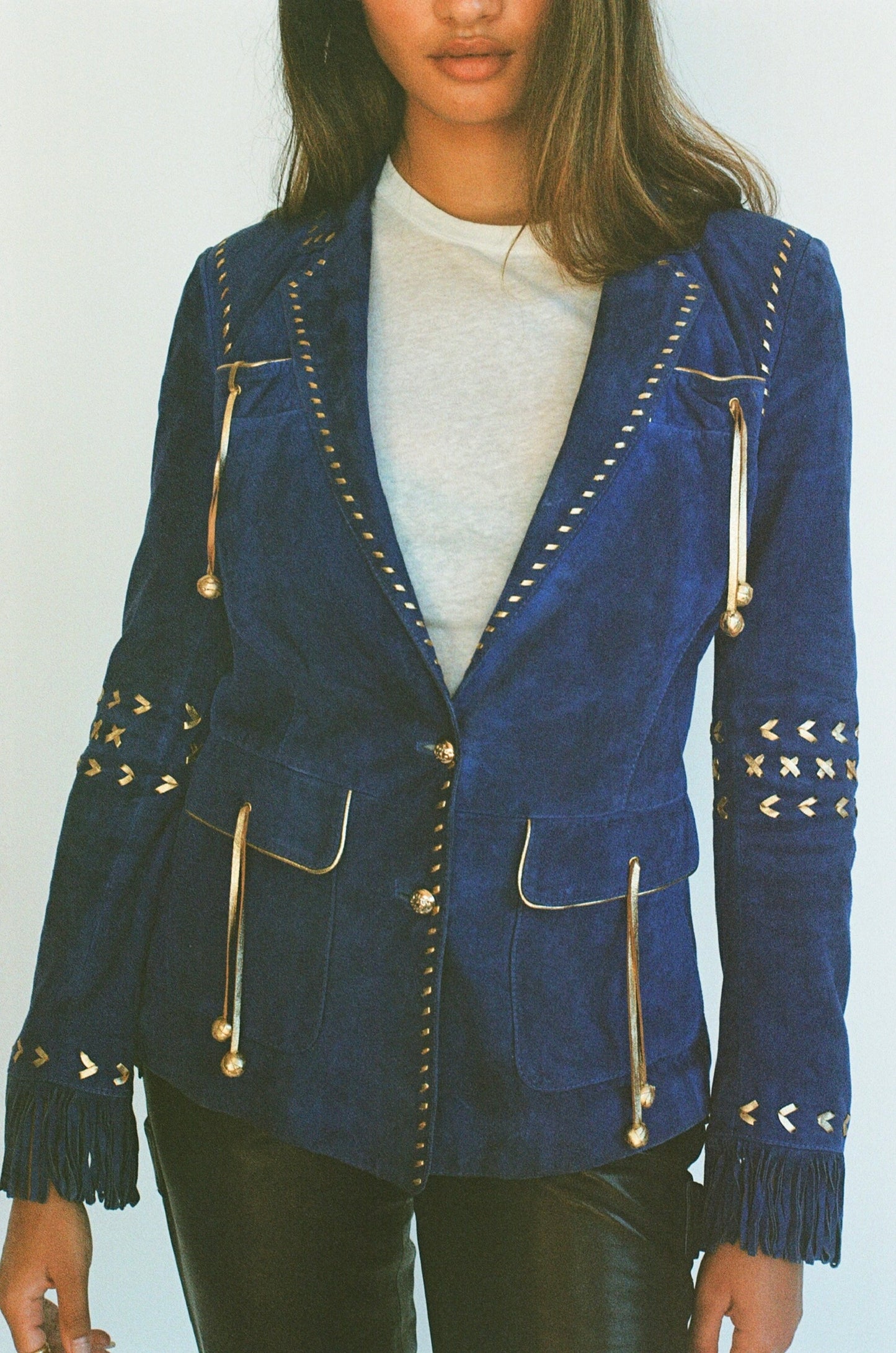 Roberto Cavalli 2007 blue suede jacket