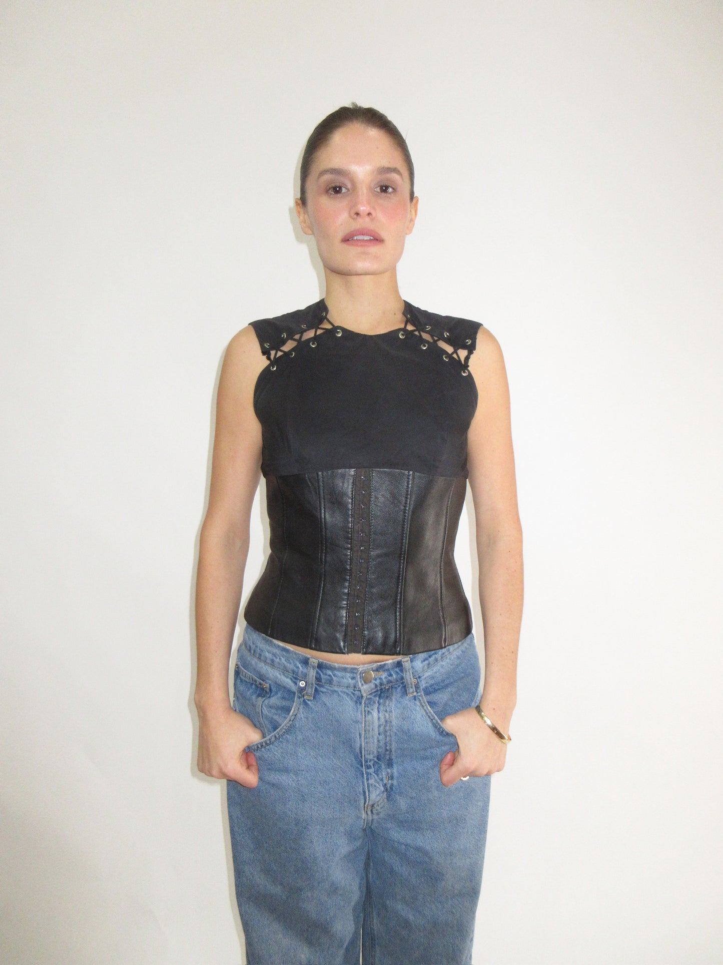 Amaya Arzuaga FW 2002 Leather Corset Top