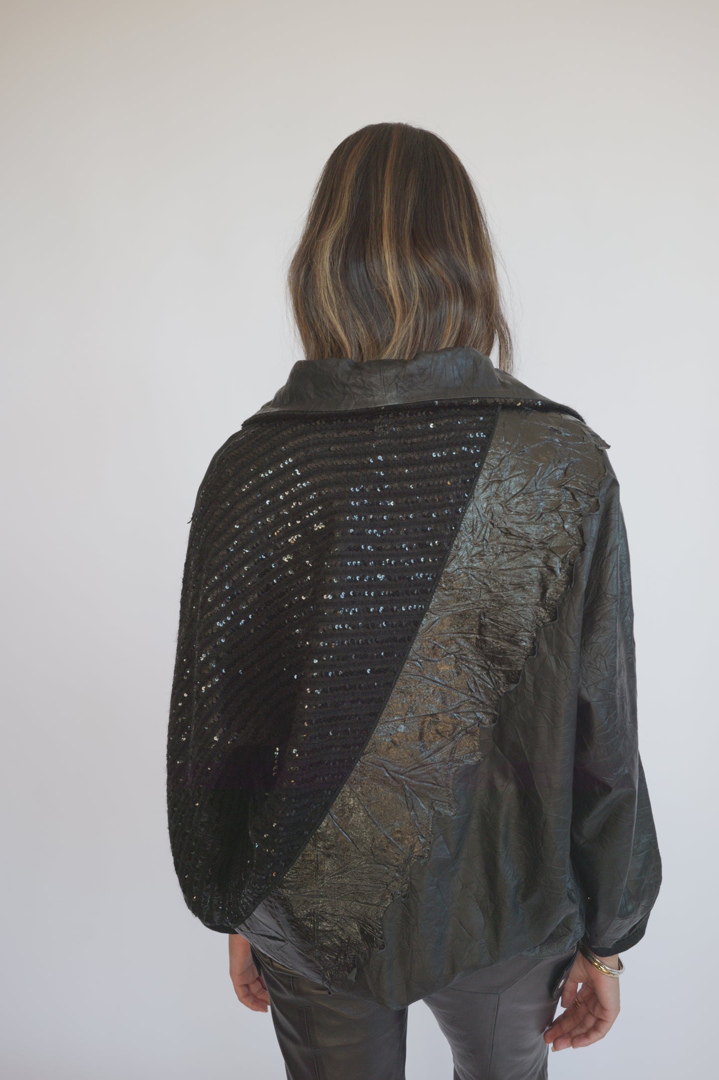 80s Roberto Cavalli Suede leather, sequined jacket