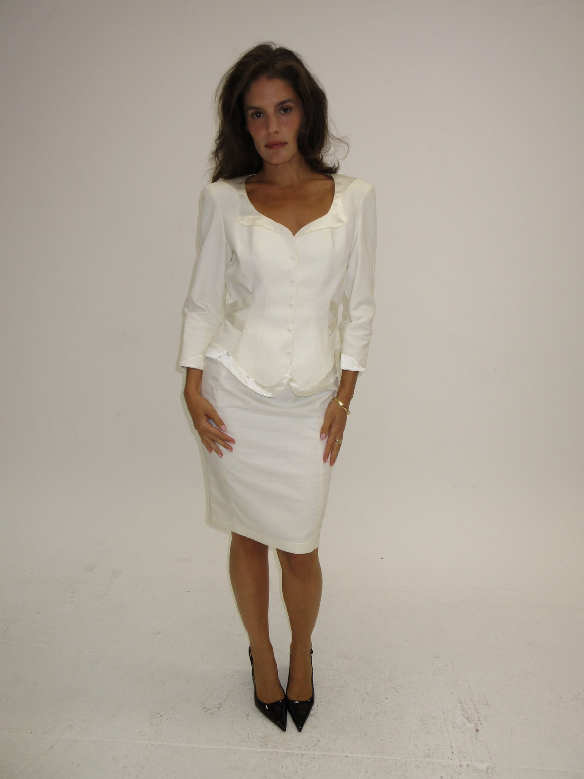 Vintage white Mugler skirt suit