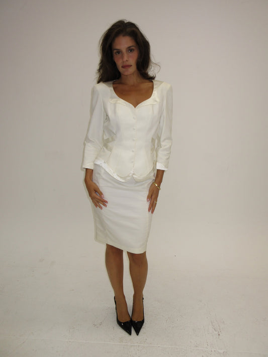 Vintage white Mugler skirt suit