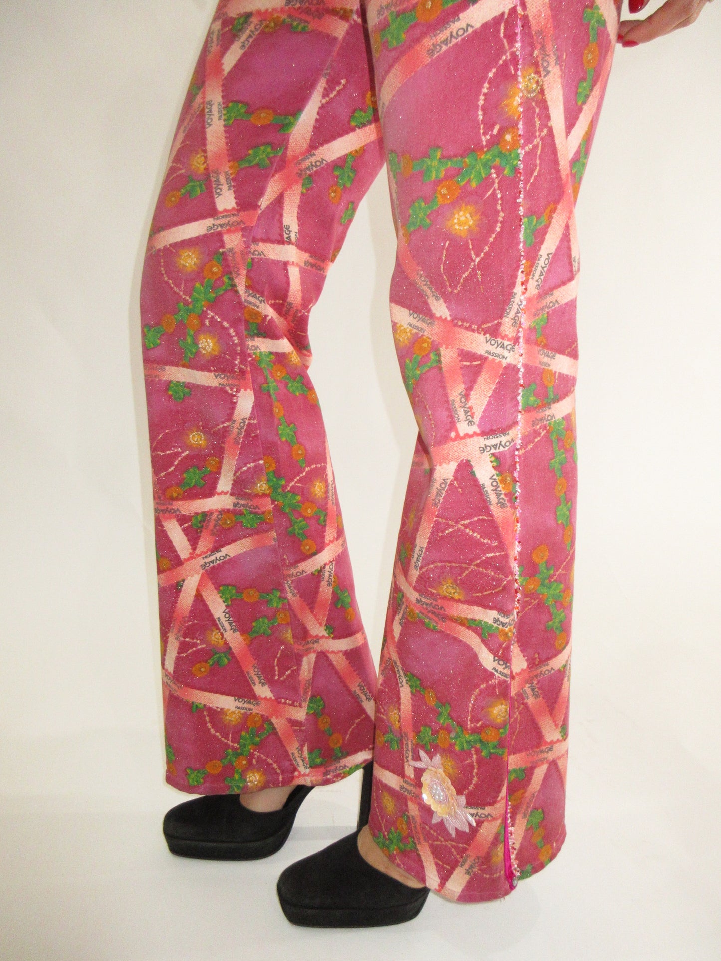 Voyage Passion Pink Pants with Beading and Embellishments