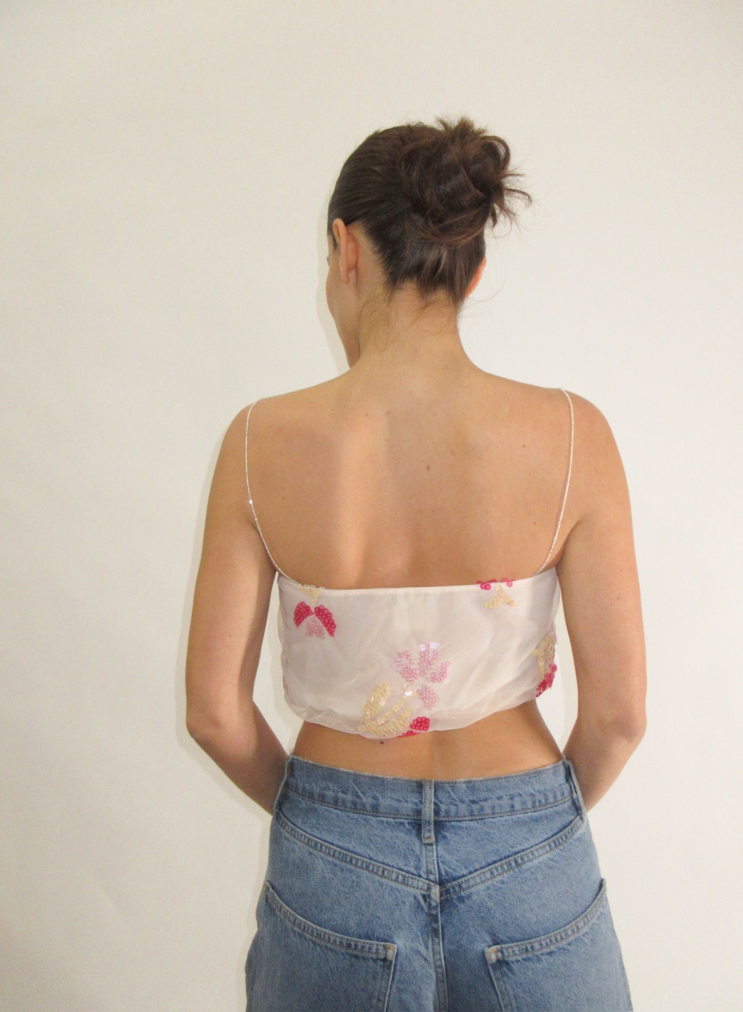 Stunning vintage Emporio Armani beaded straps and sequined top