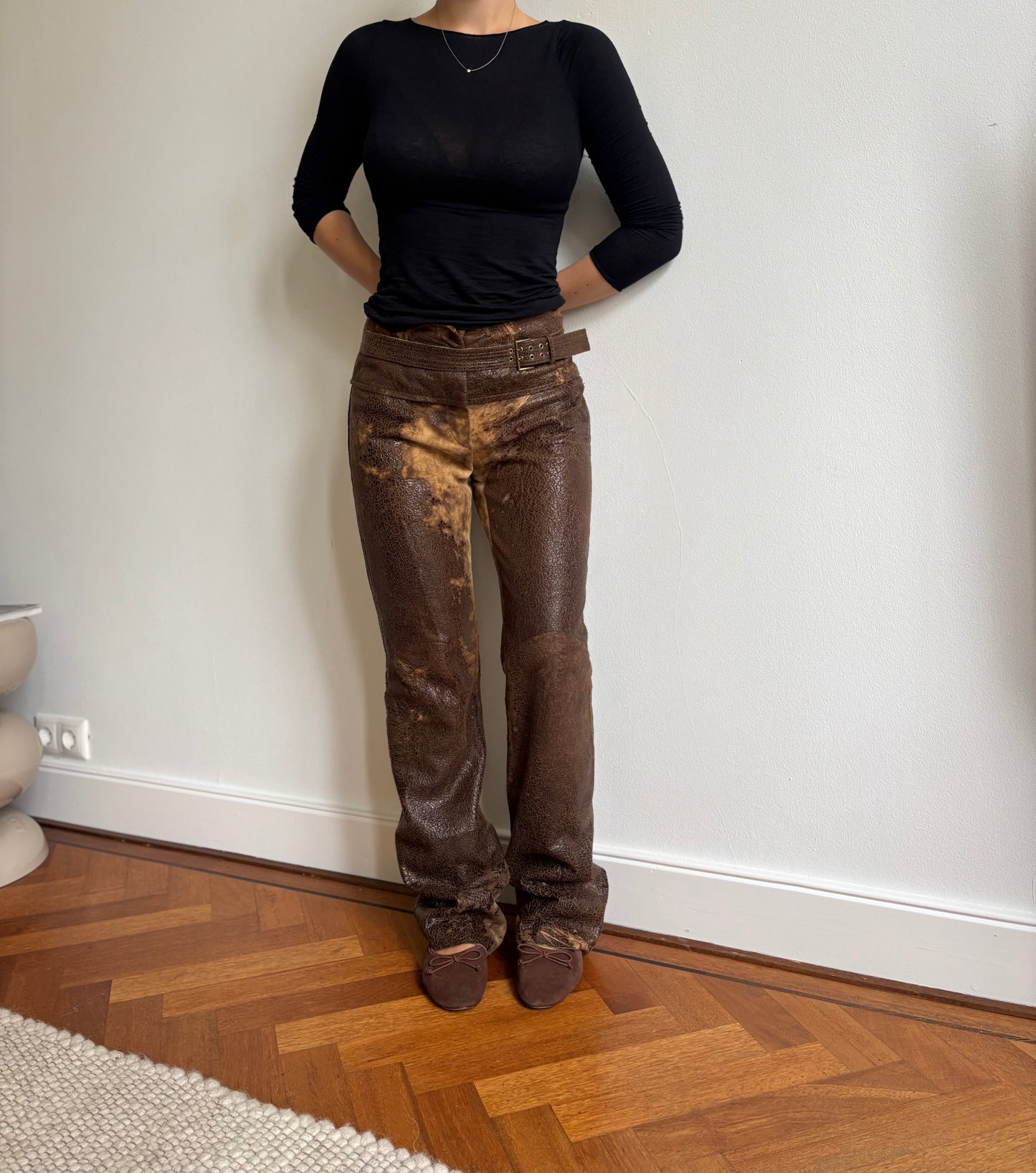 Insane textured vintage Roberto Cavalli leather and suede pants