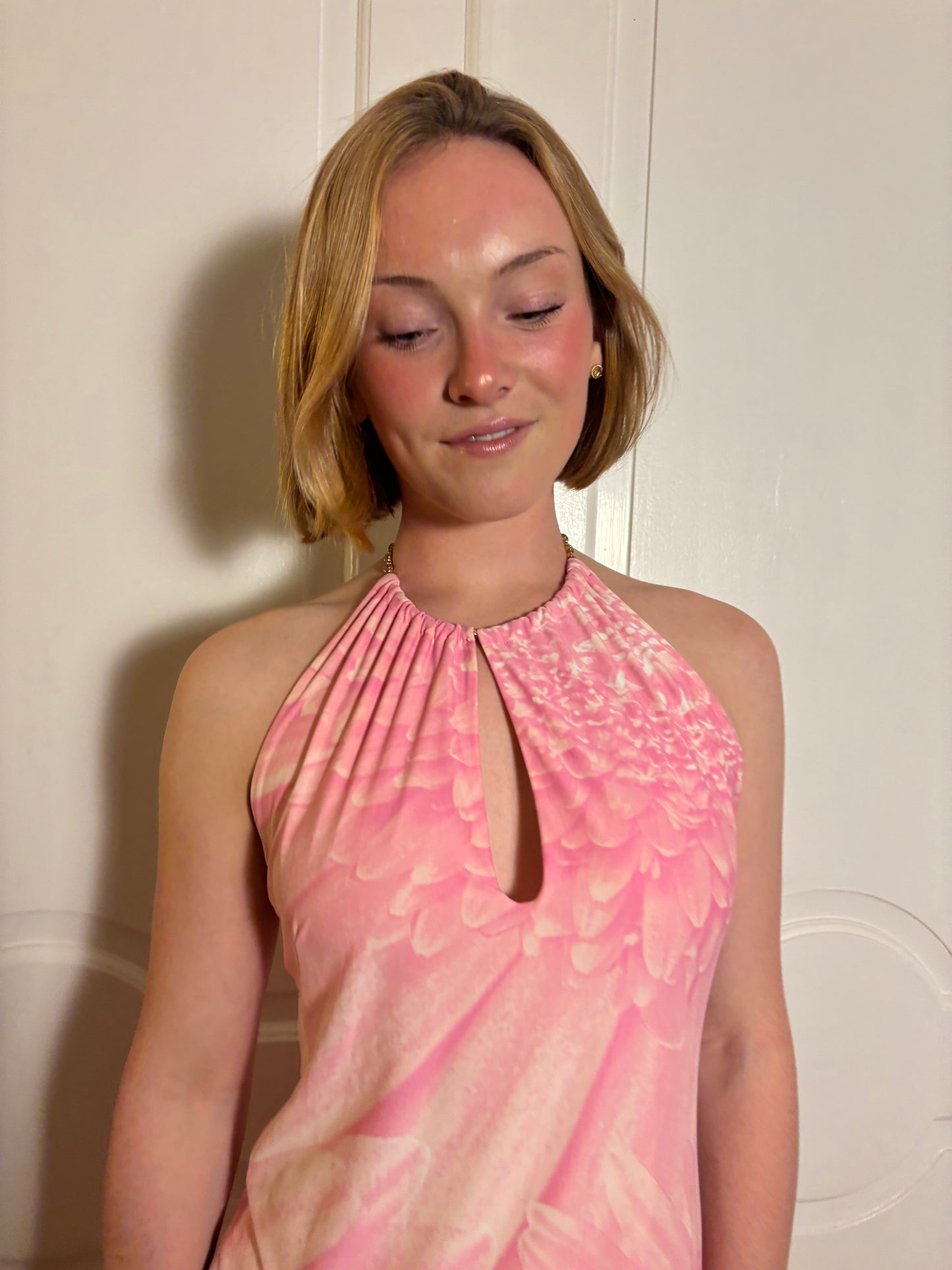 SS 2000 Roberto Cavalli Pink Floral Beaded Dress