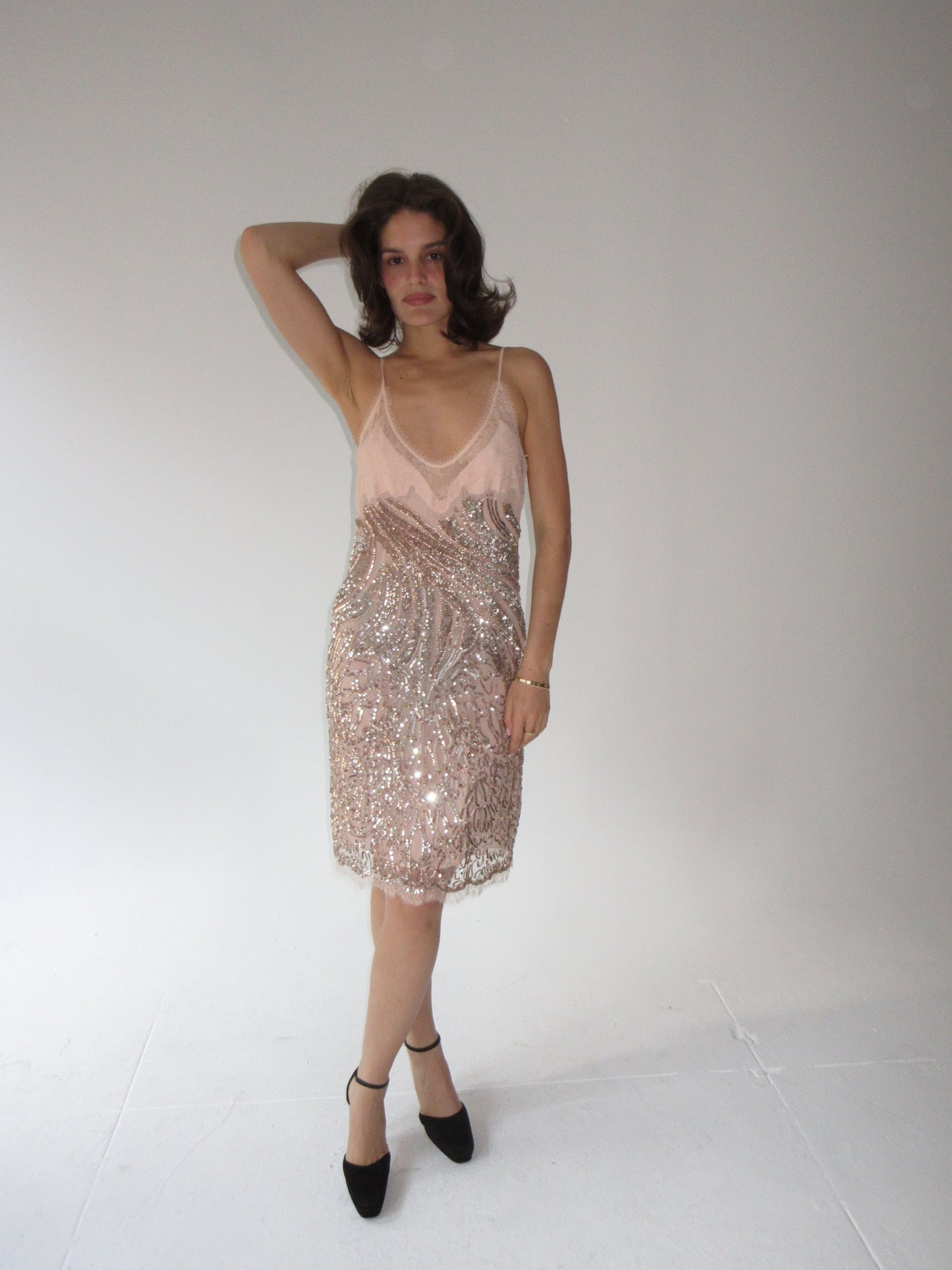 Roberto Cavalli Sequined & Lace Dress
