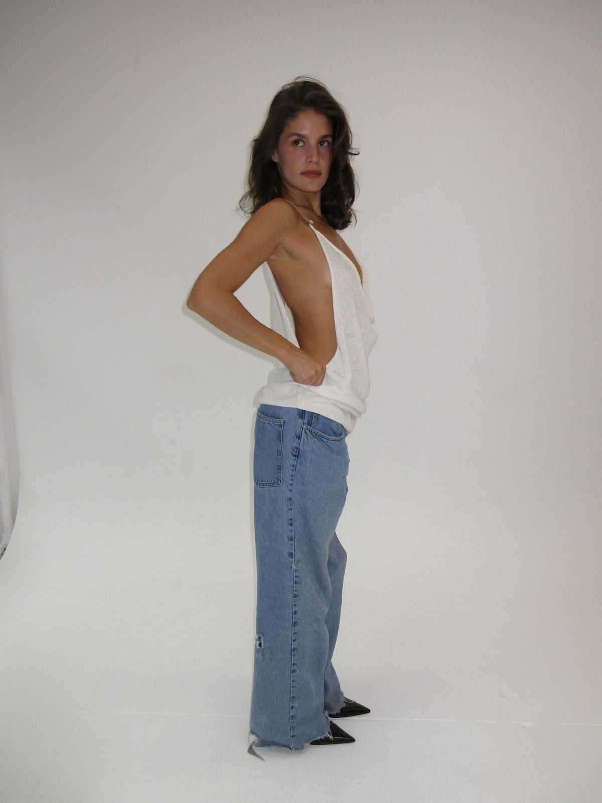Brunello Cucinelli Knit & Sequin Tank Top with Leather straps