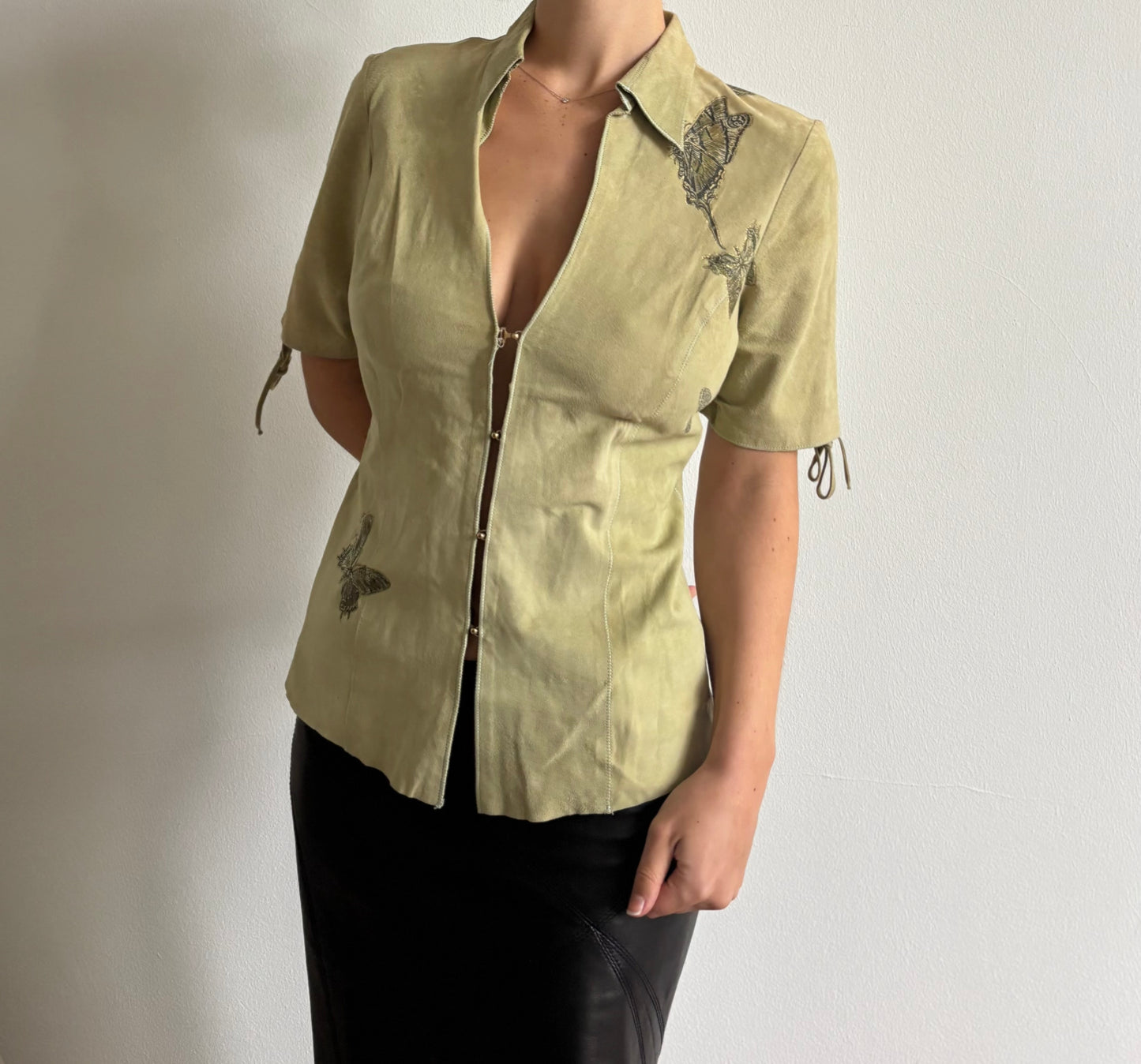 Vintage Roberto Cavalli butterfly suede top