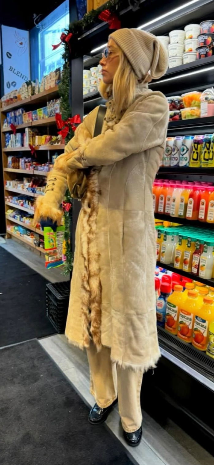 Roberto Cavalli fur coat with buckles