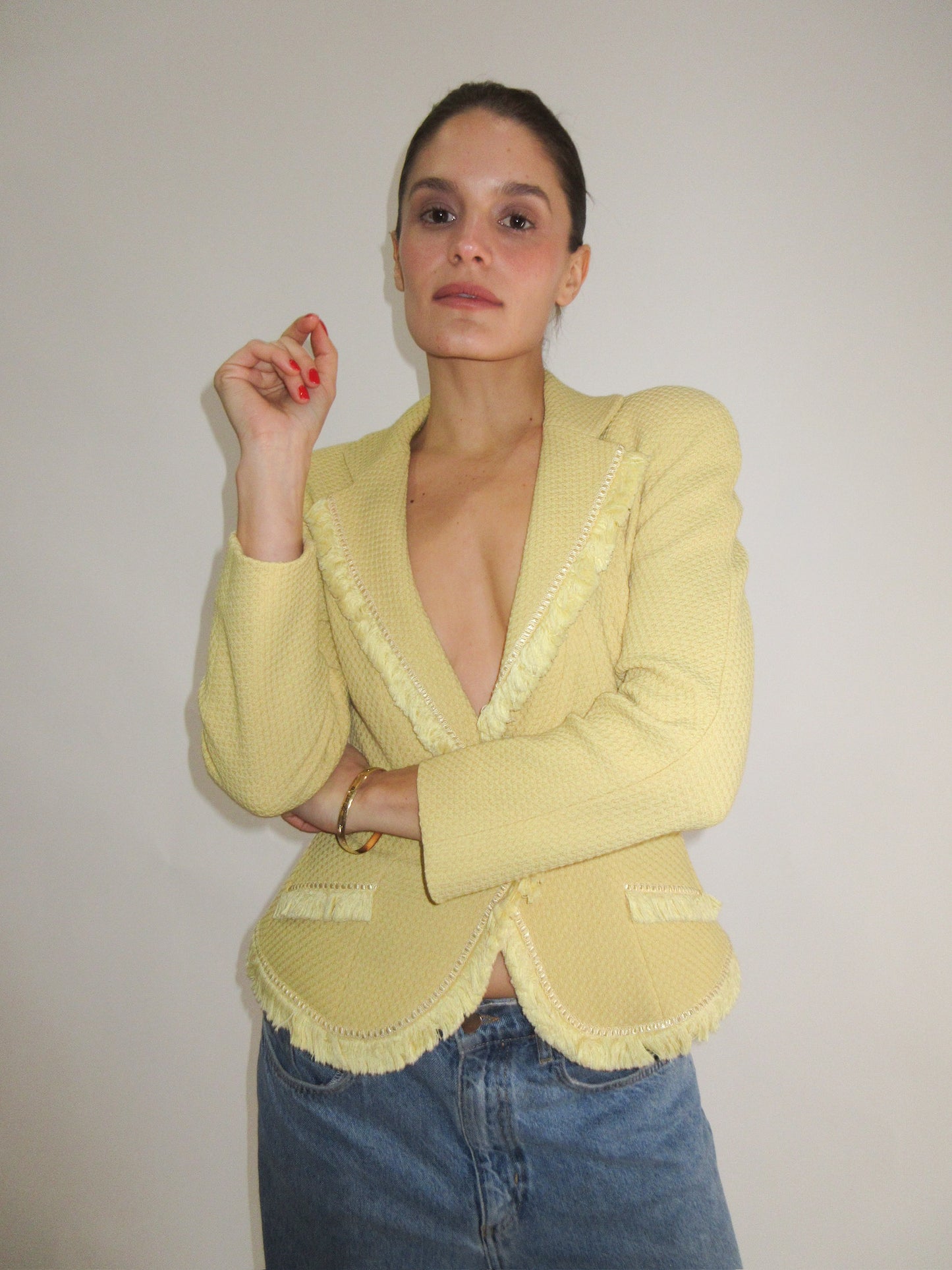 Archival 1997 Christian Dior by John Galliano Pin up Yellow Wool Jacket with silk lining