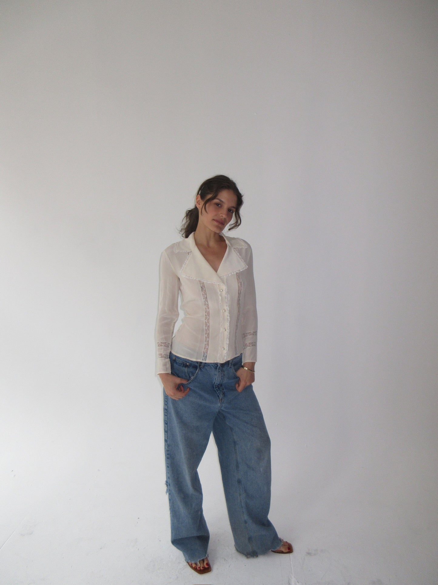 Vintage Valentino silk and lace top