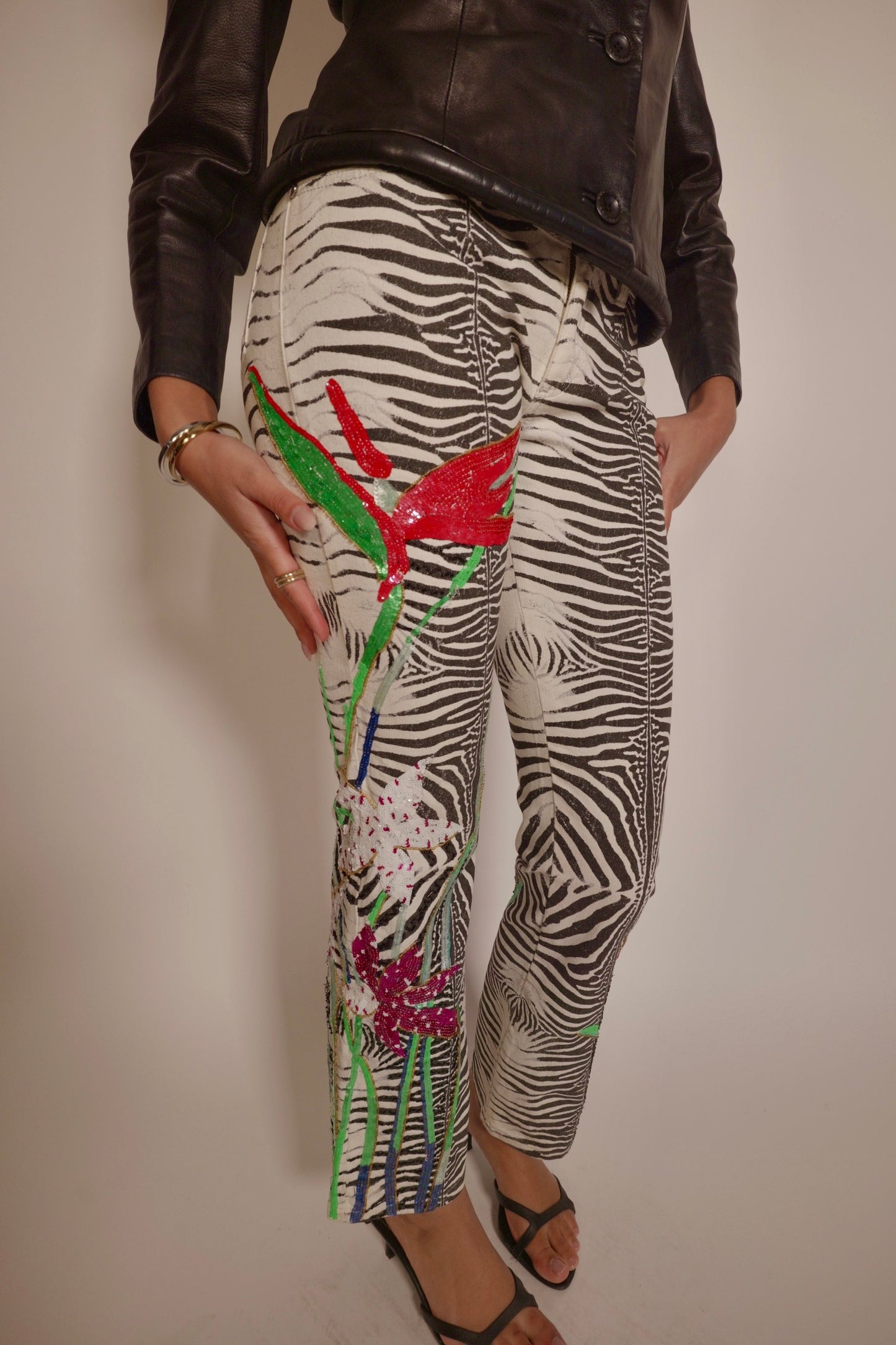 SS2000 Roberto Cavalli art collection runway beaded pants