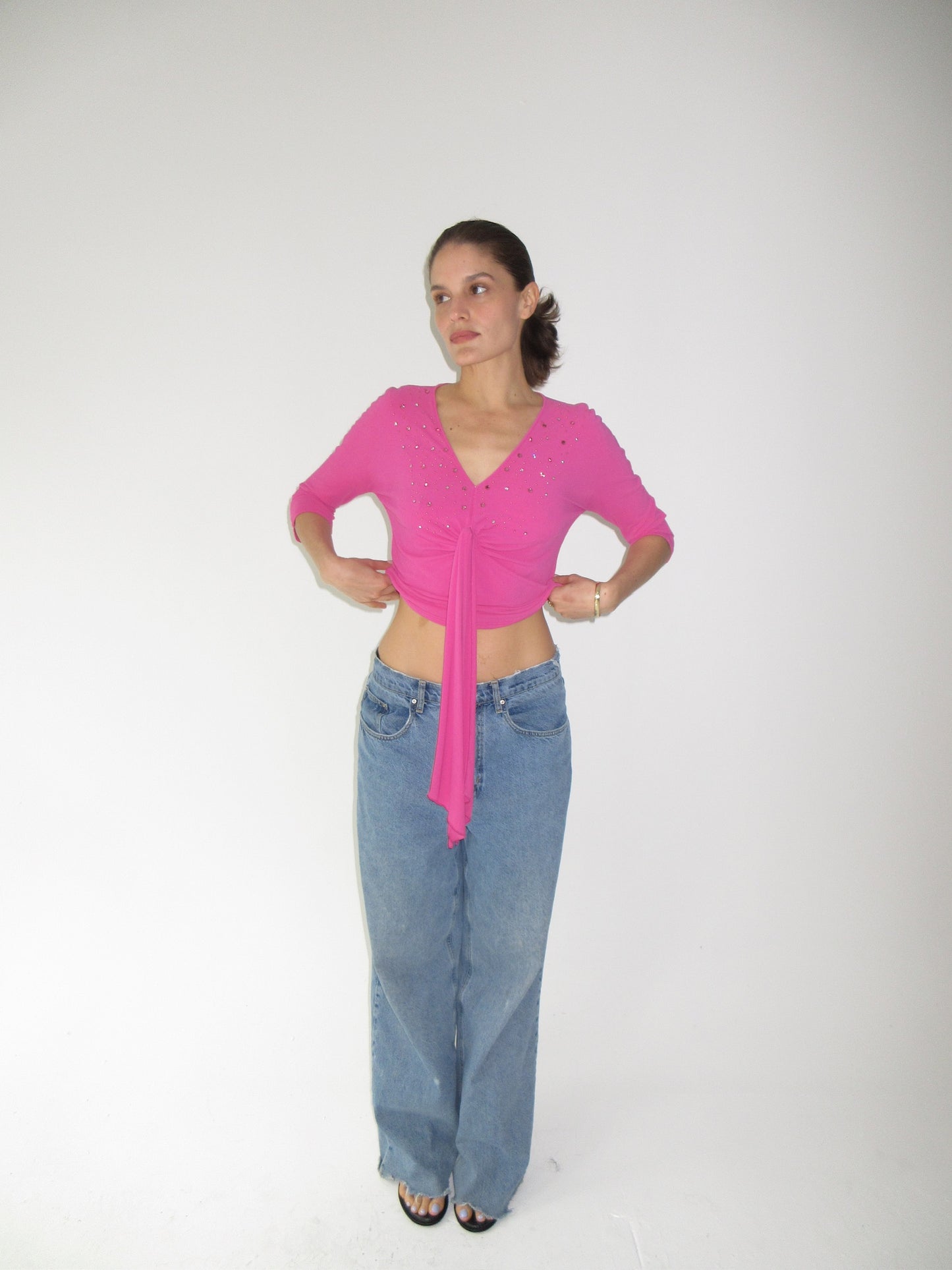 Blumarine pink embellished top