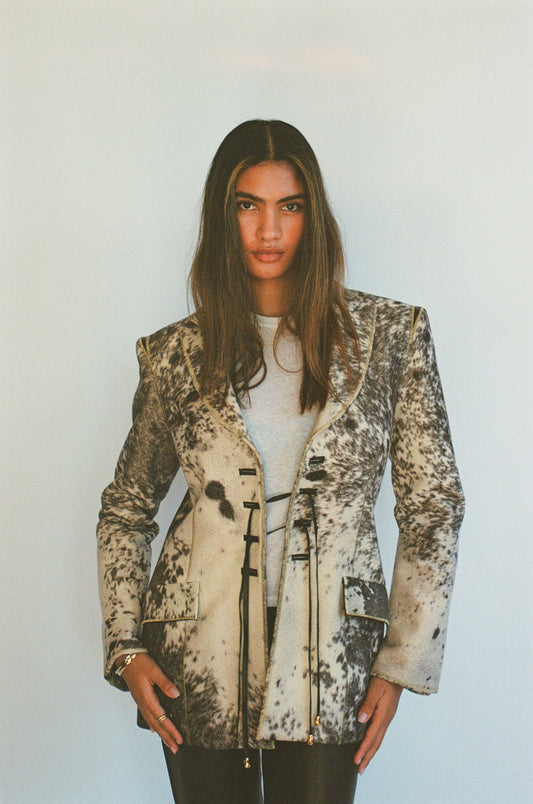 FW1999 Roberto Cavalli Leather Printed Pony Hair Jacket