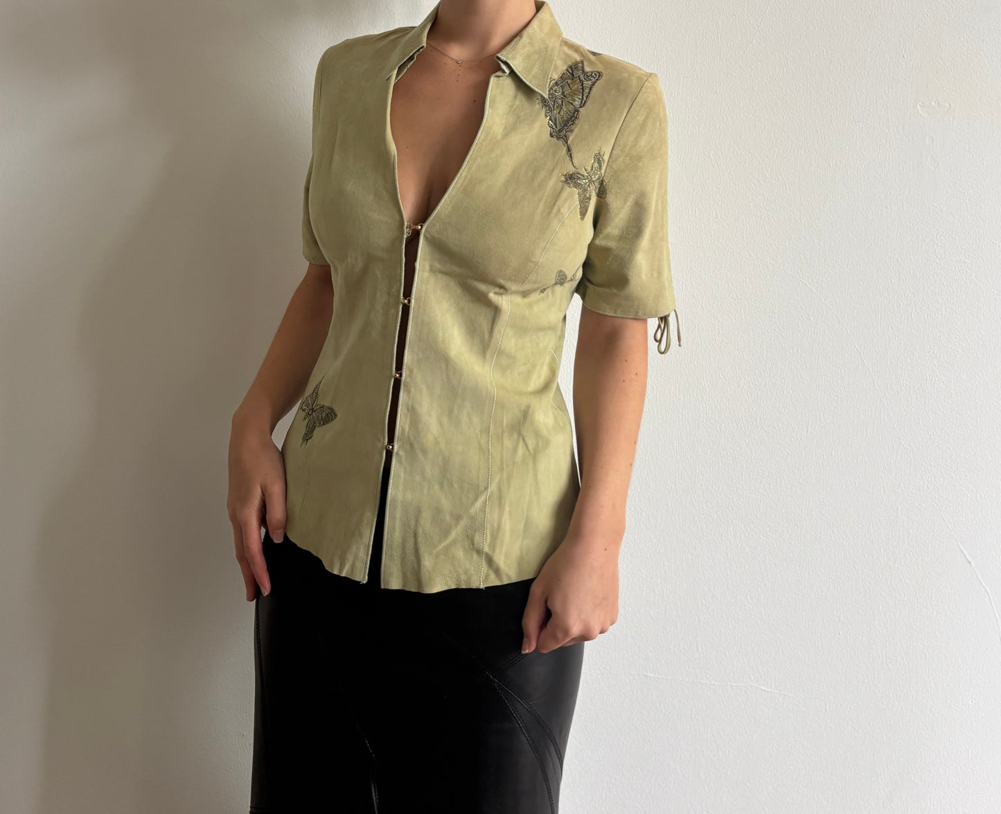 Vintage Roberto Cavalli butterfly suede top