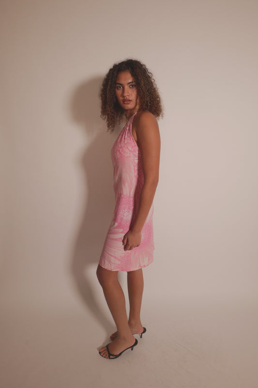 SS 2000 Roberto Cavalli Pink Floral Beaded Dress