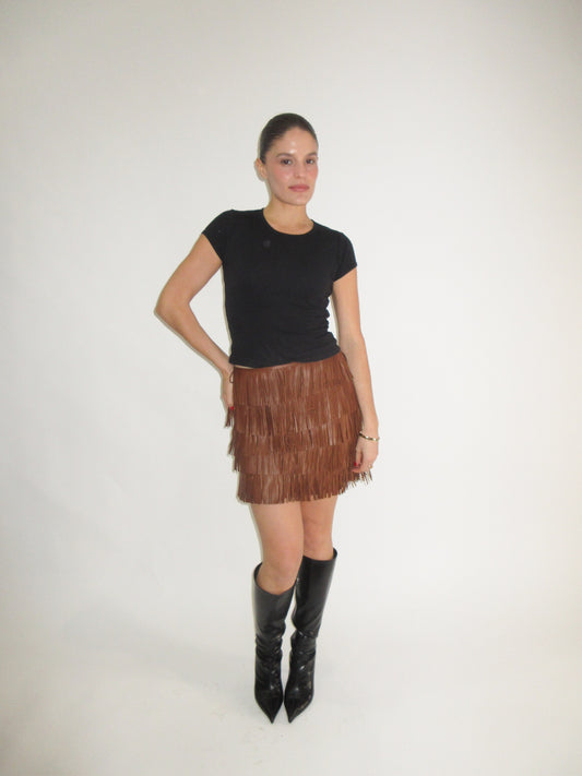 SS2007 Prada leather fringe skirt
