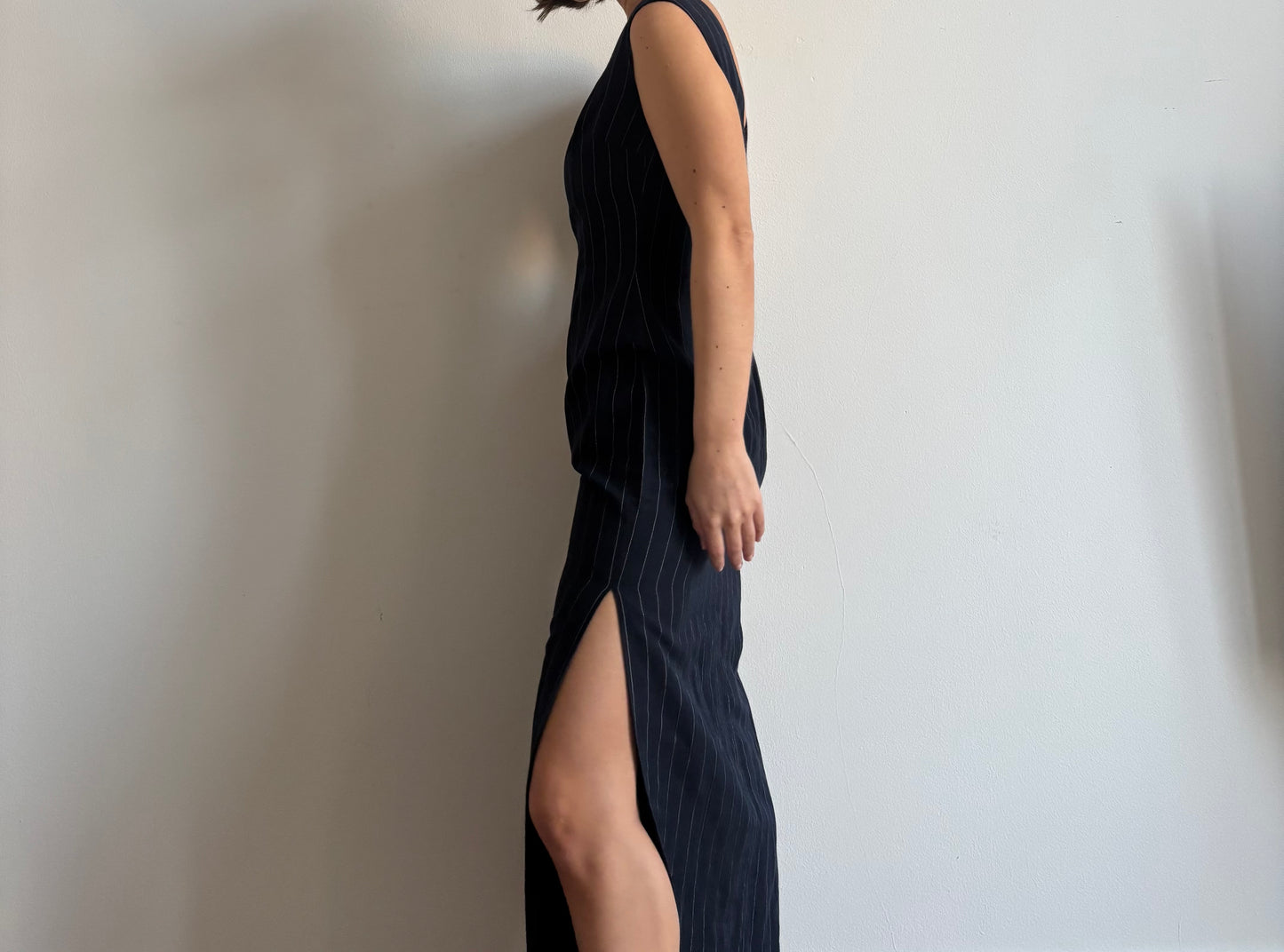 90s Dolce & Gabbana pinstripe dress with side slit