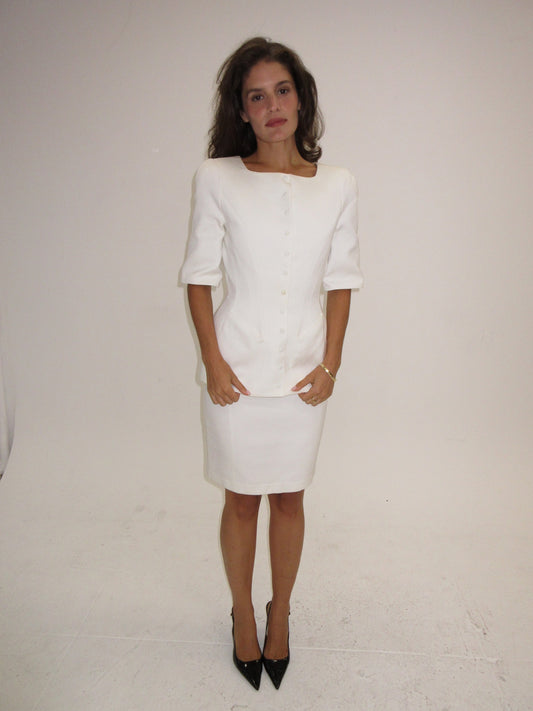 Vintage white Mugler skirt suit