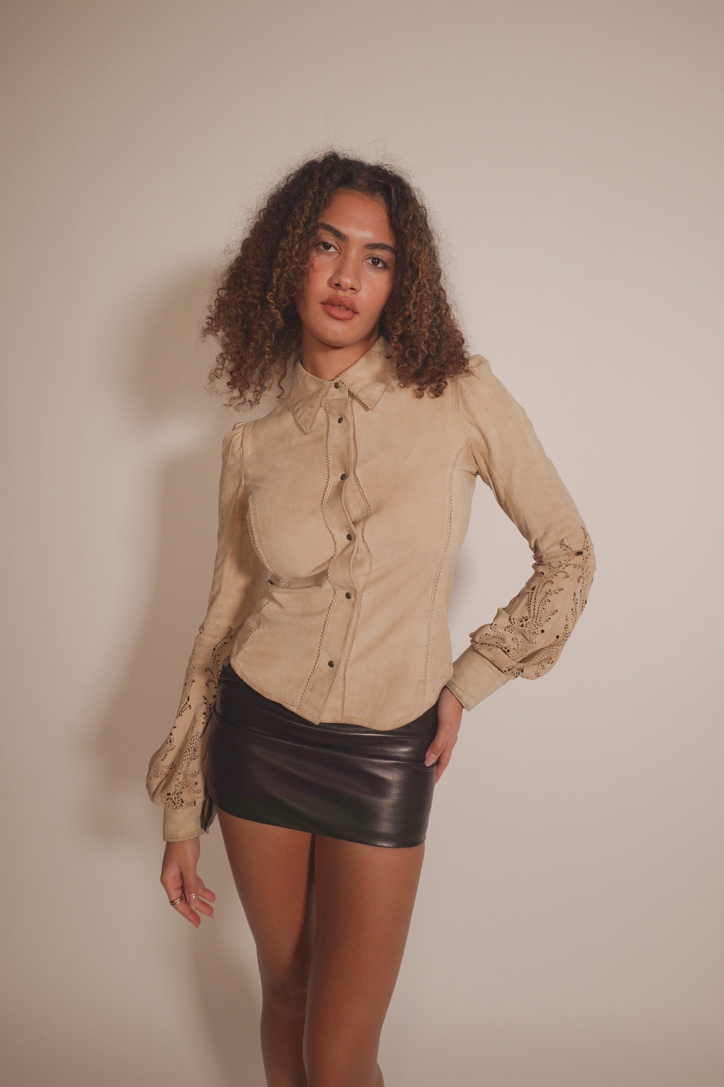 FW1999 Roberto Cavalli suede top