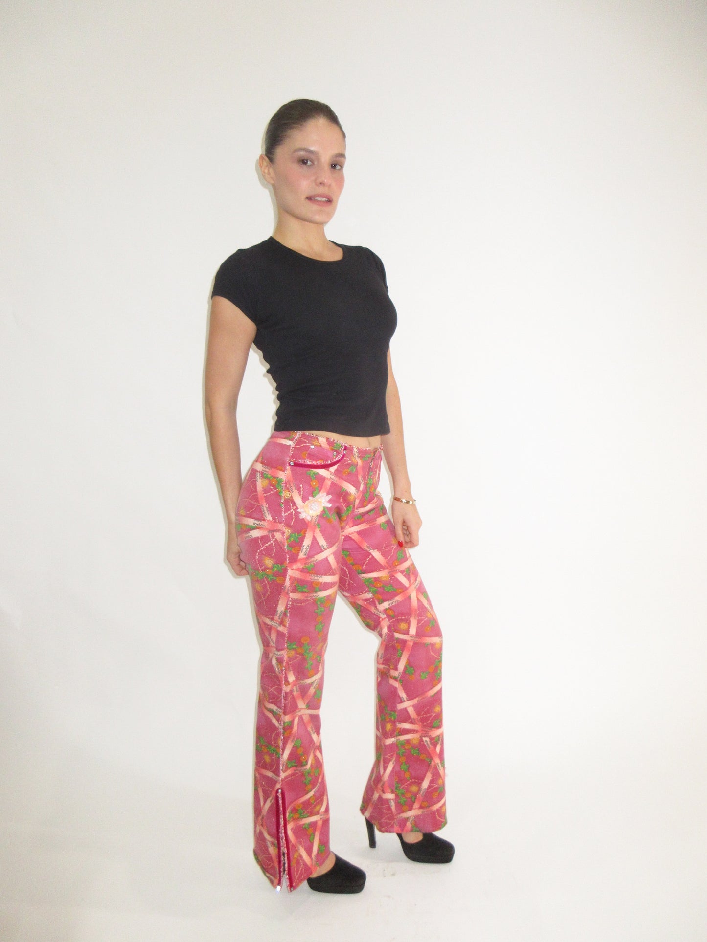 Voyage Passion Pink Pants with Beading and Embellishments
