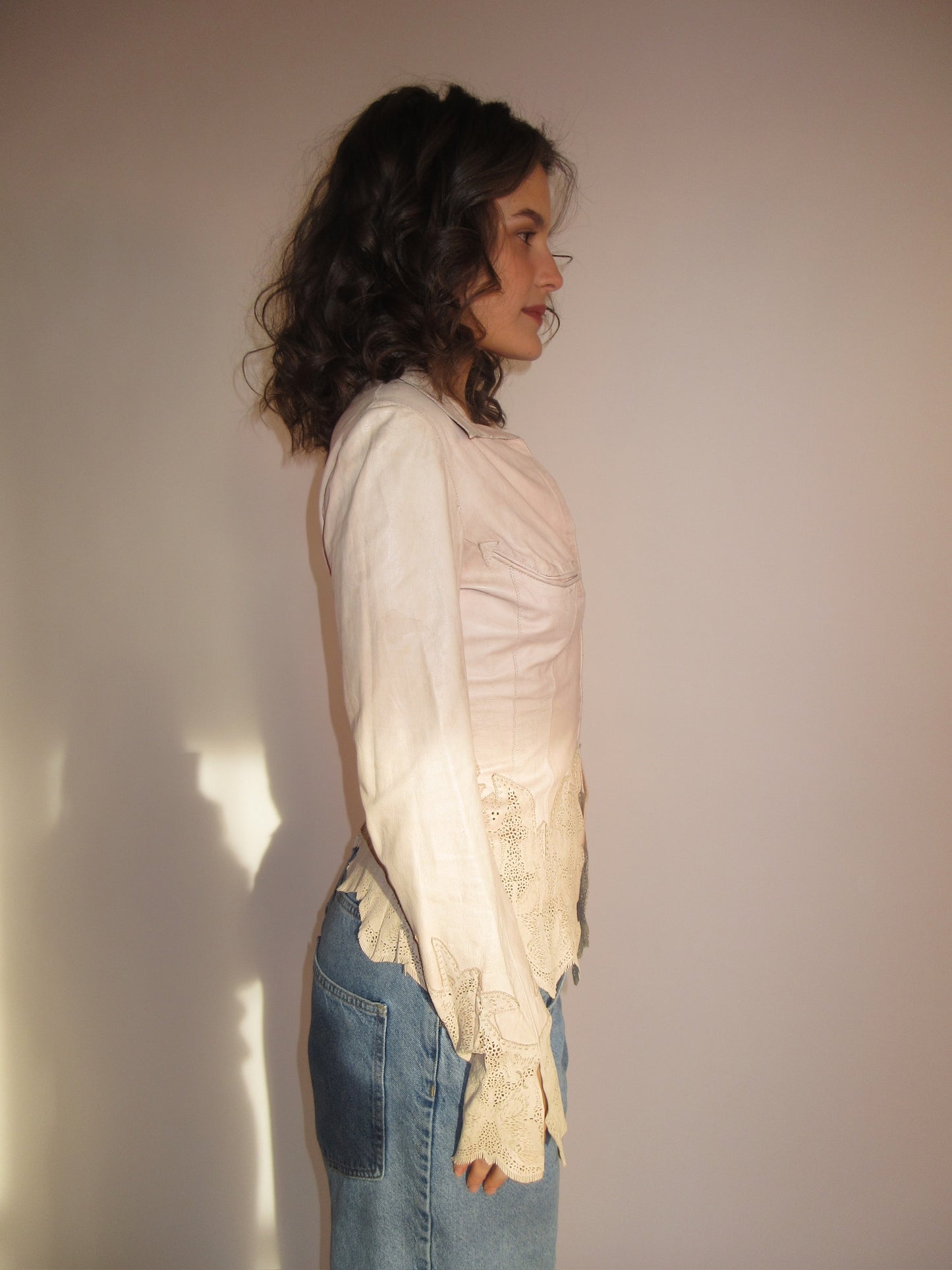 FW2001 Roberto Cavalli laser cut leather jacket shirt