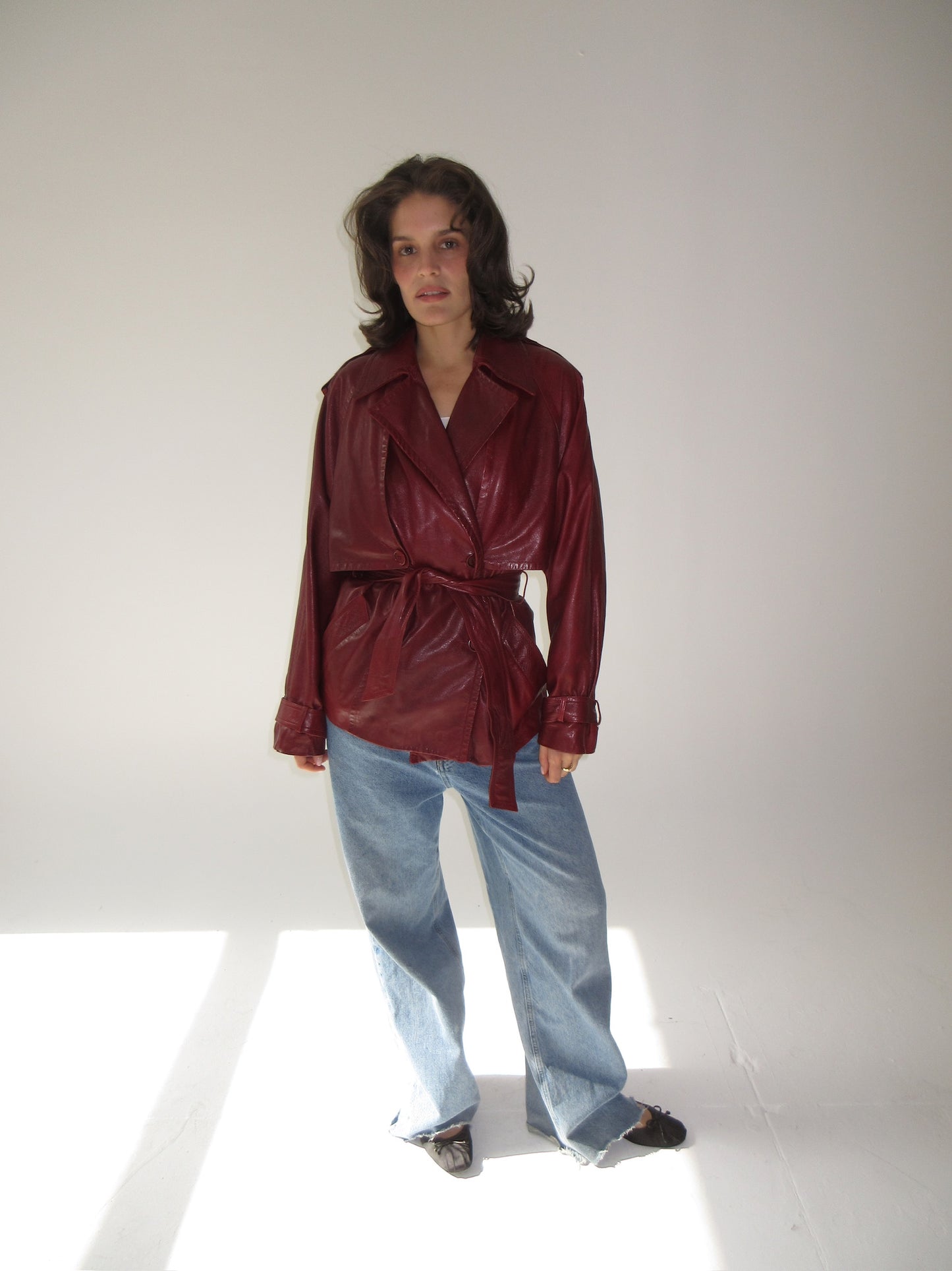 Vintage Plein sud belted leather jacket