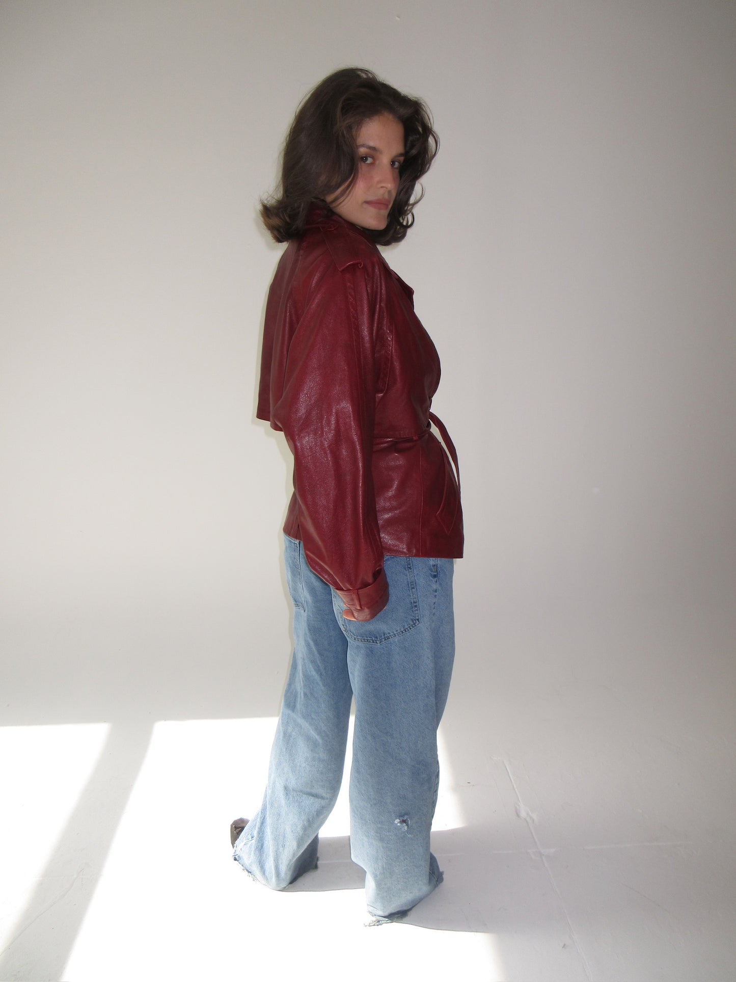Vintage Plein sud belted leather jacket