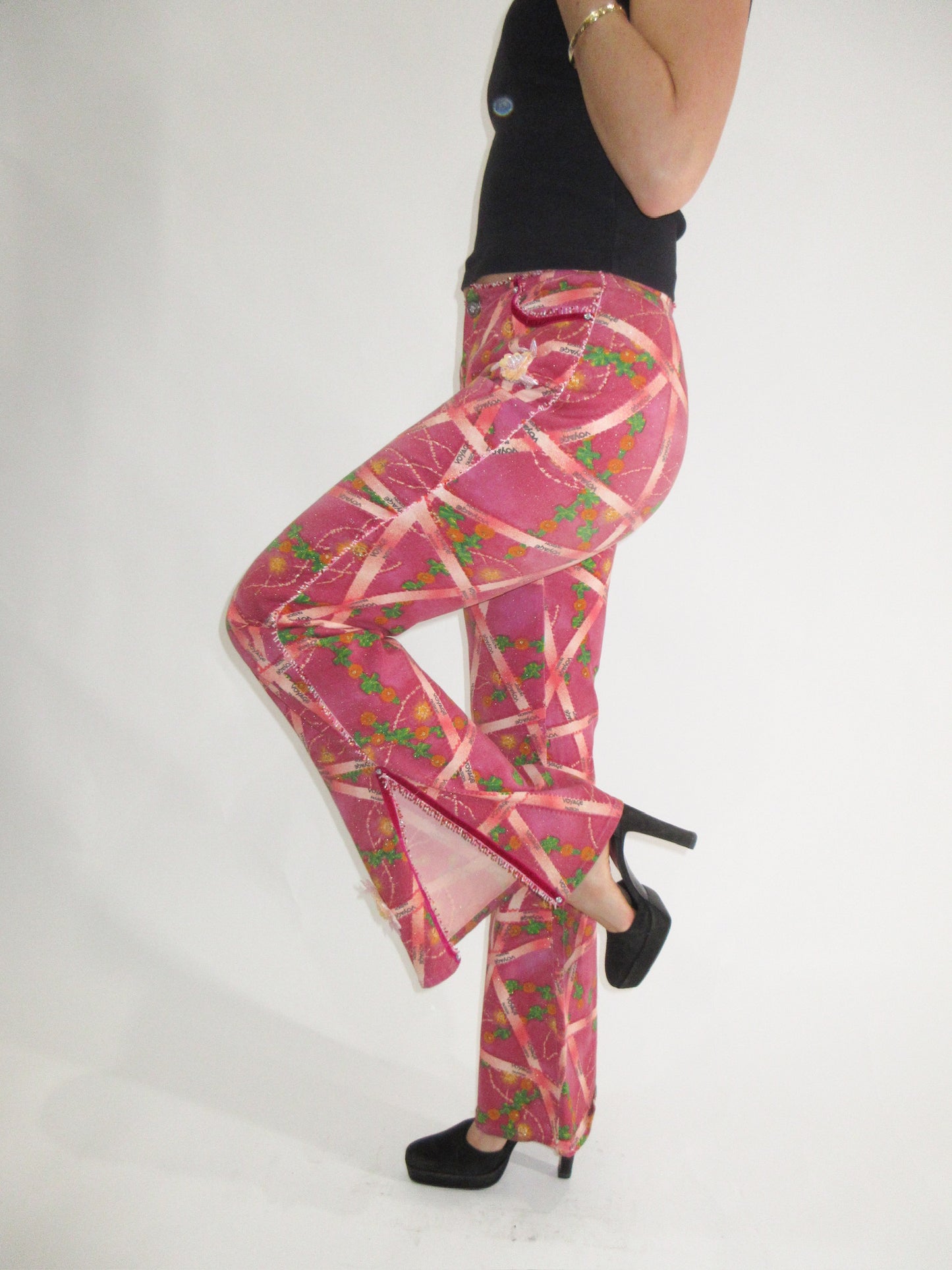 Voyage Passion Pink Pants with Beading and Embellishments
