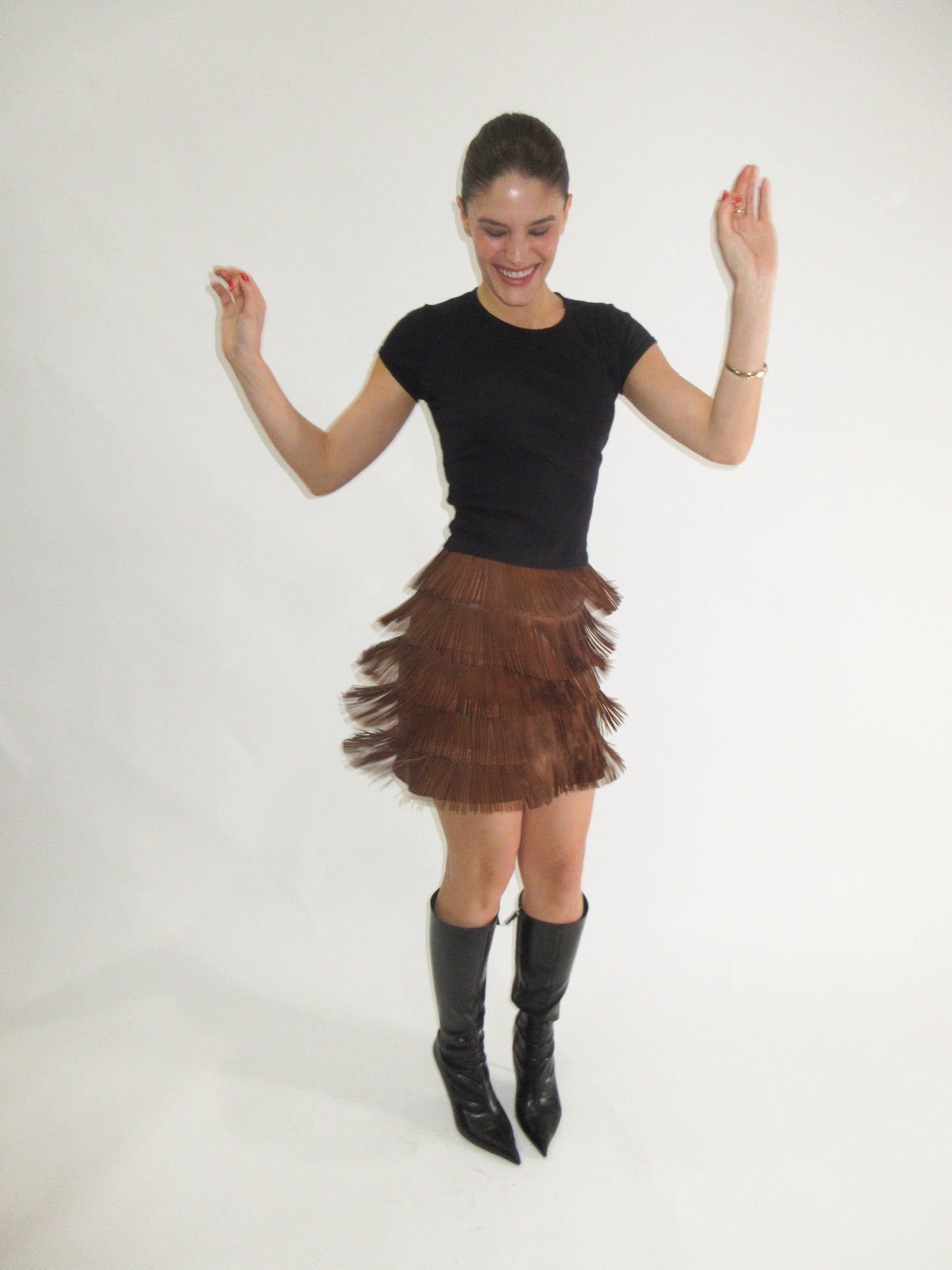 SS2007 Prada leather fringe skirt